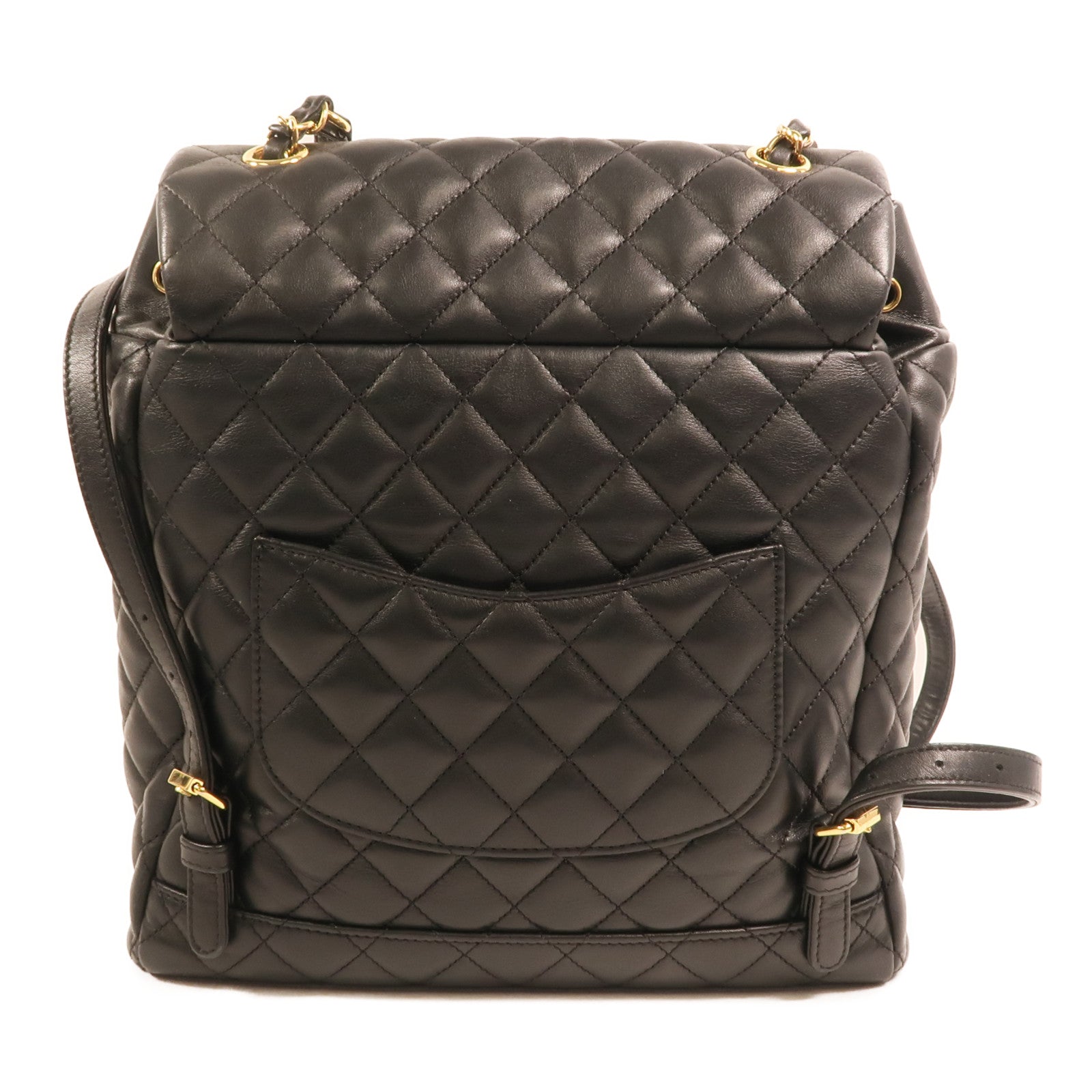 CHANEL 羊皮皮革Backpack金扣背包