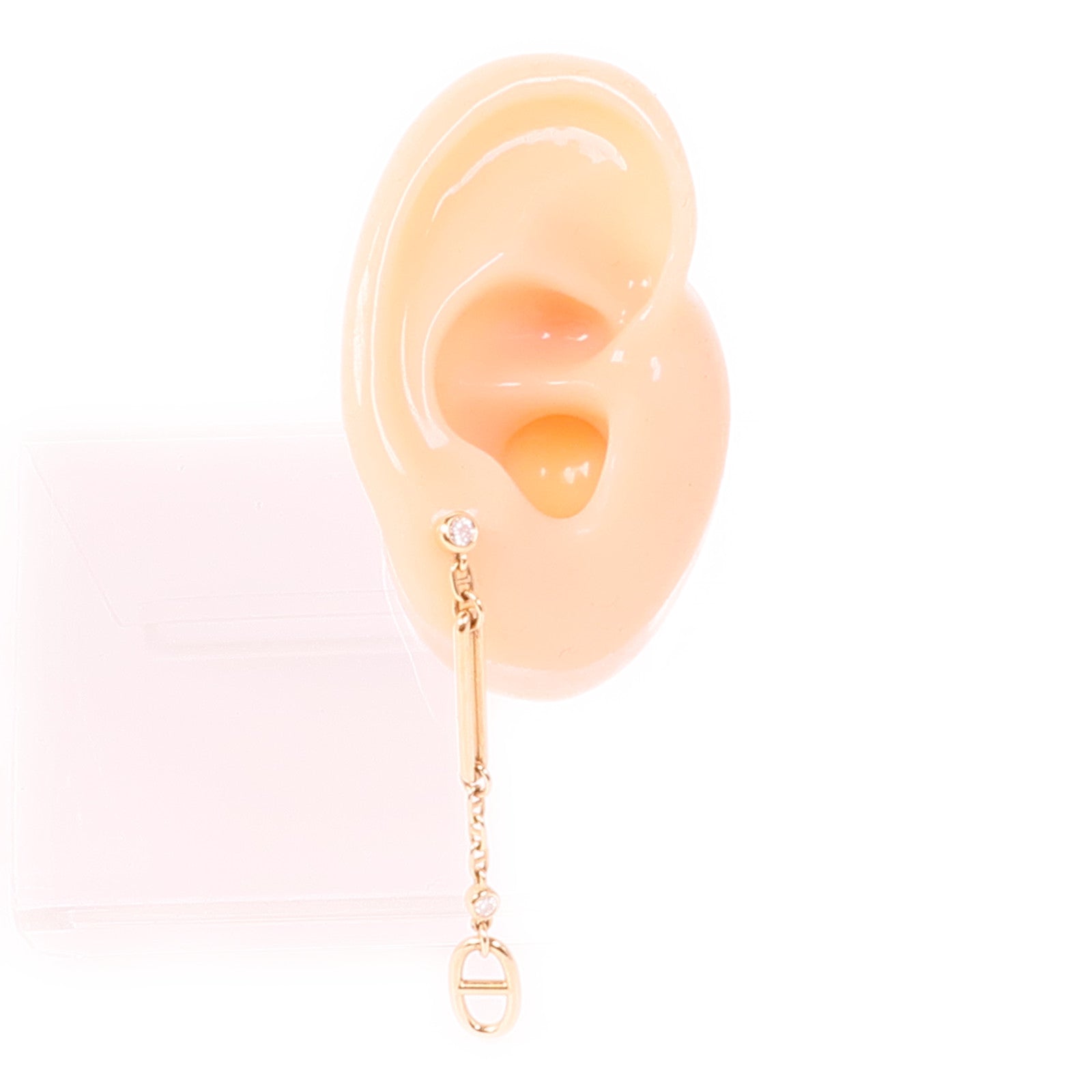 HERMES 18K玫瑰金Chaine D'Ancre Earrings鑽石耳環