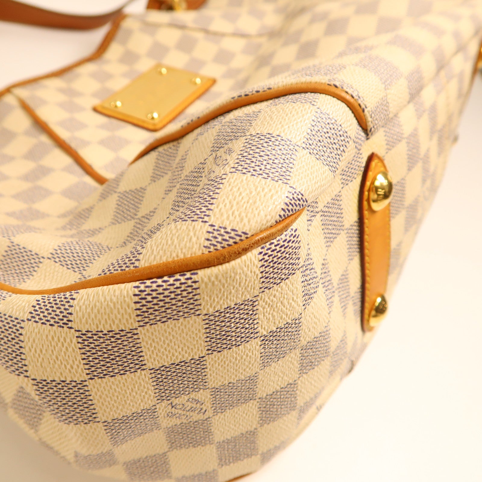 LOUIS VUITTON Damier Azur Galliera PM金扣肩背袋白色