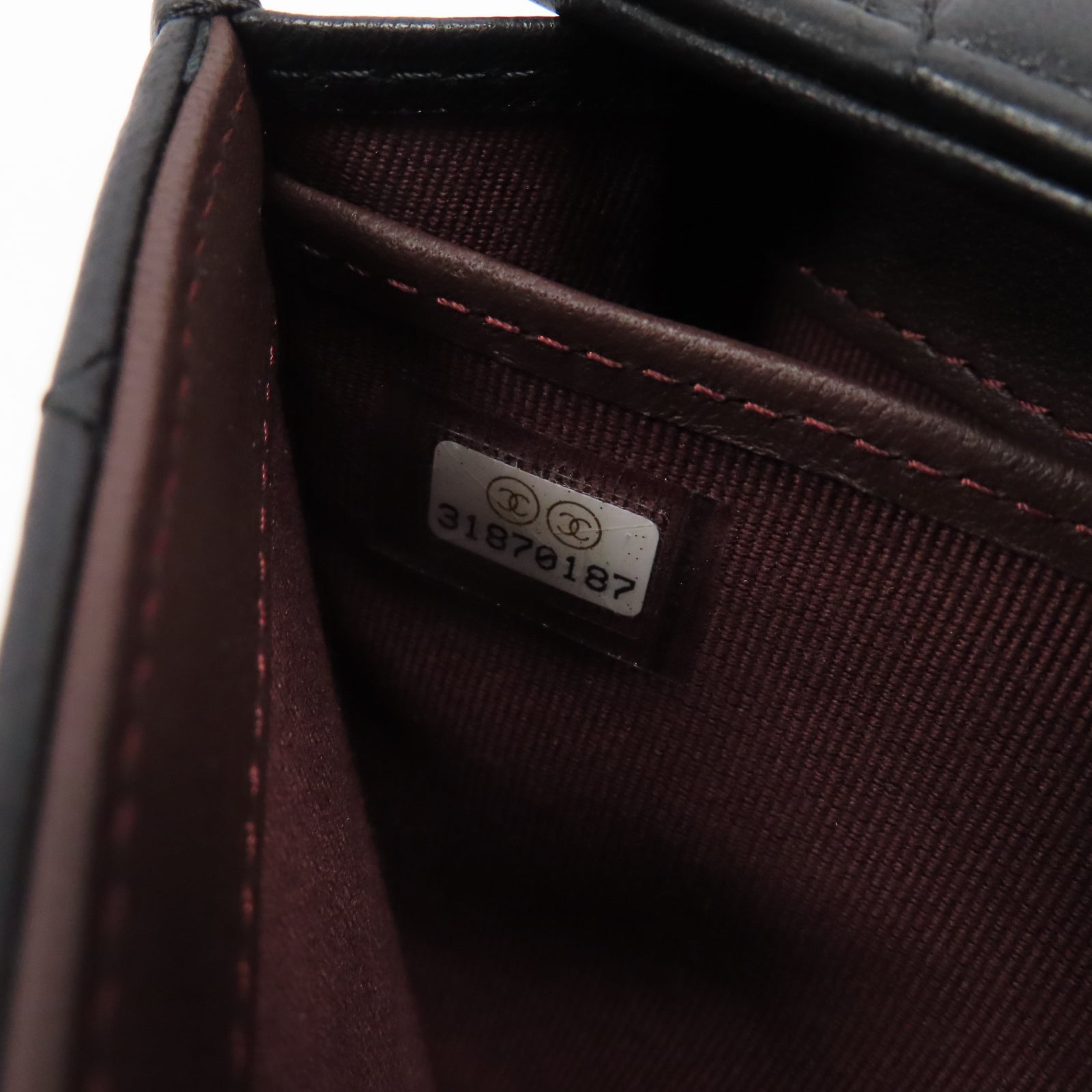 CHANEL 菱格羊皮皮革Long Wallet金扣長錢包黑色