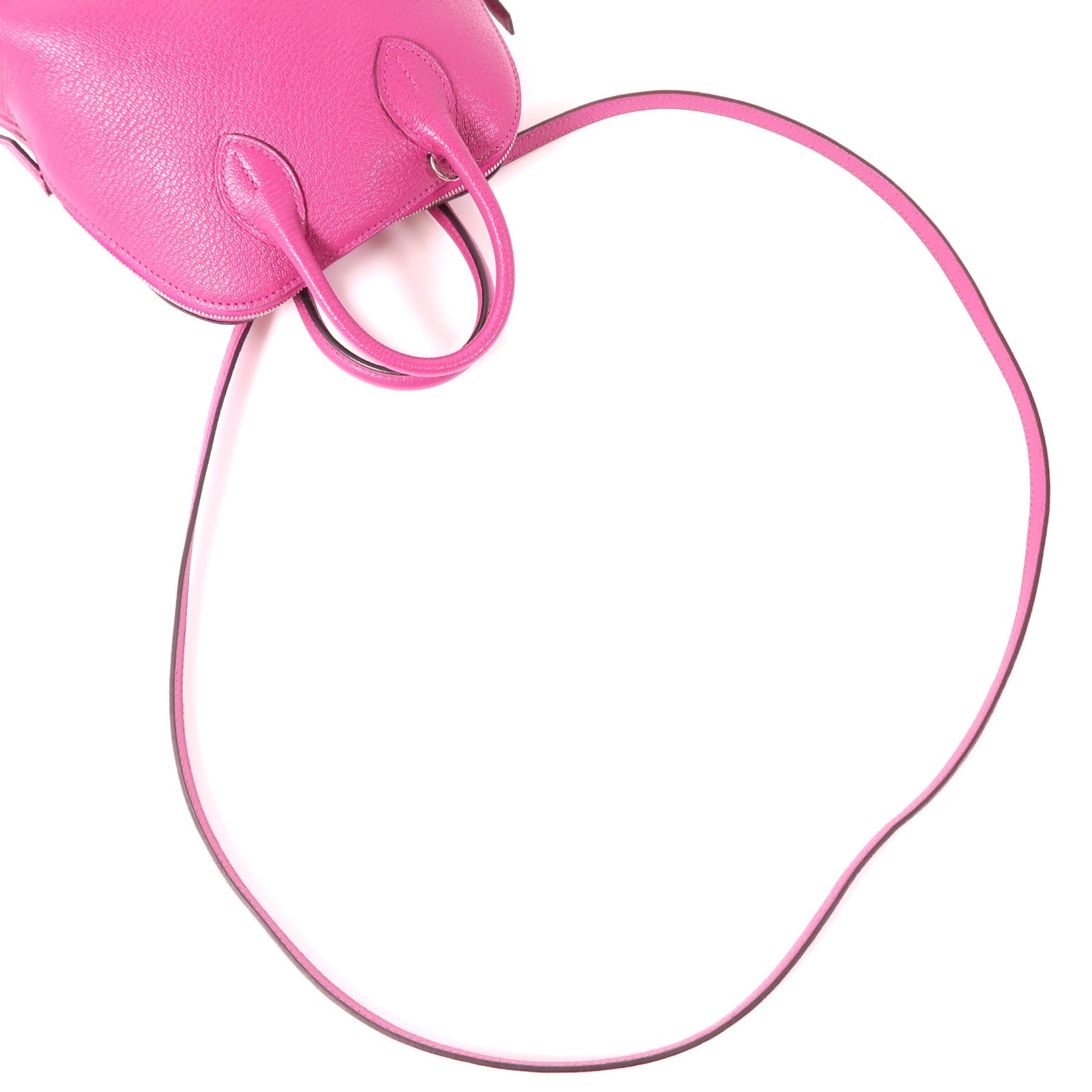 HERMES Chevre皮革Mini Bolide銀扣手挽肩背兩用袋Rose Pourpre