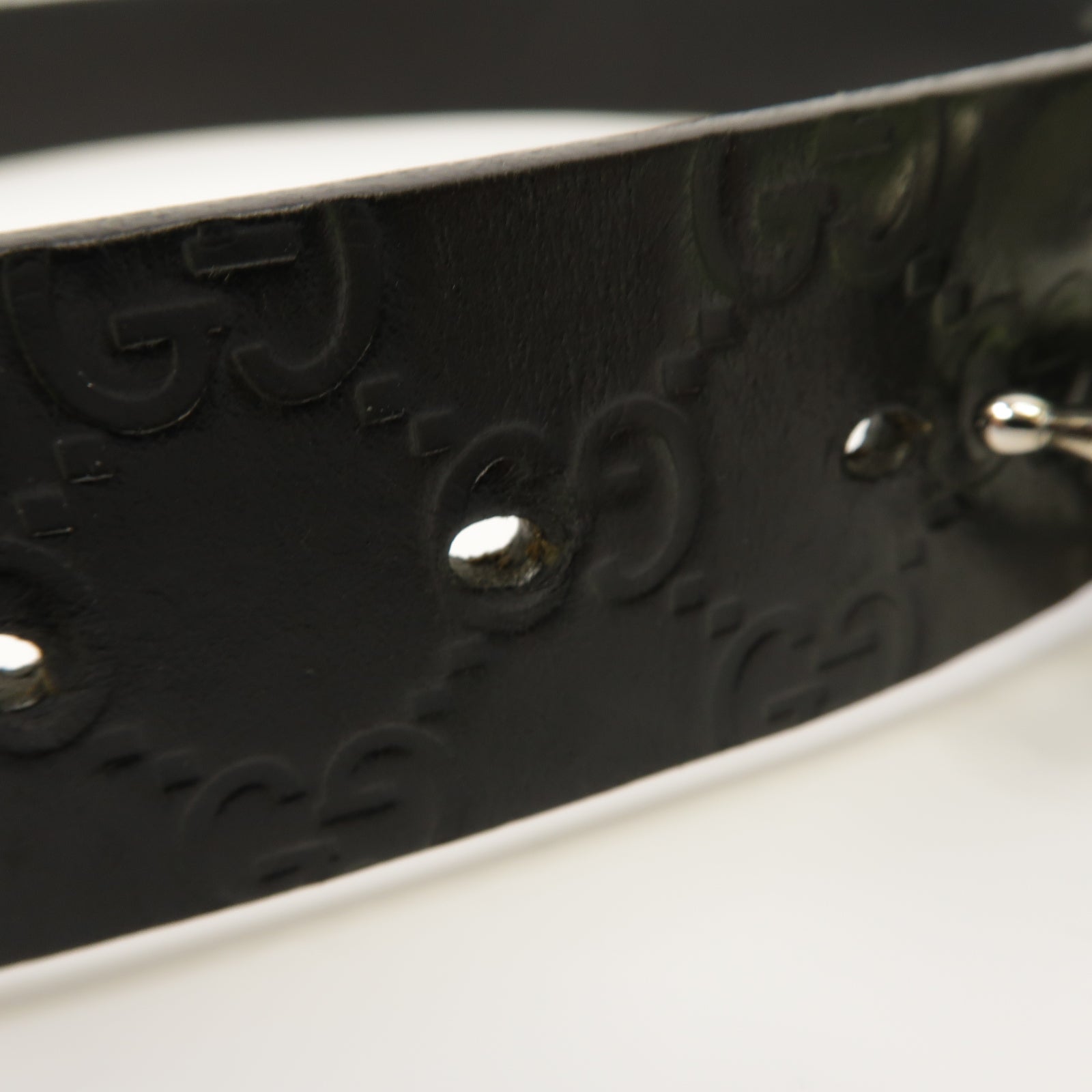 GUCCI 【激減優惠】牛皮皮革Belt 90cm銀扣皮帶黑色