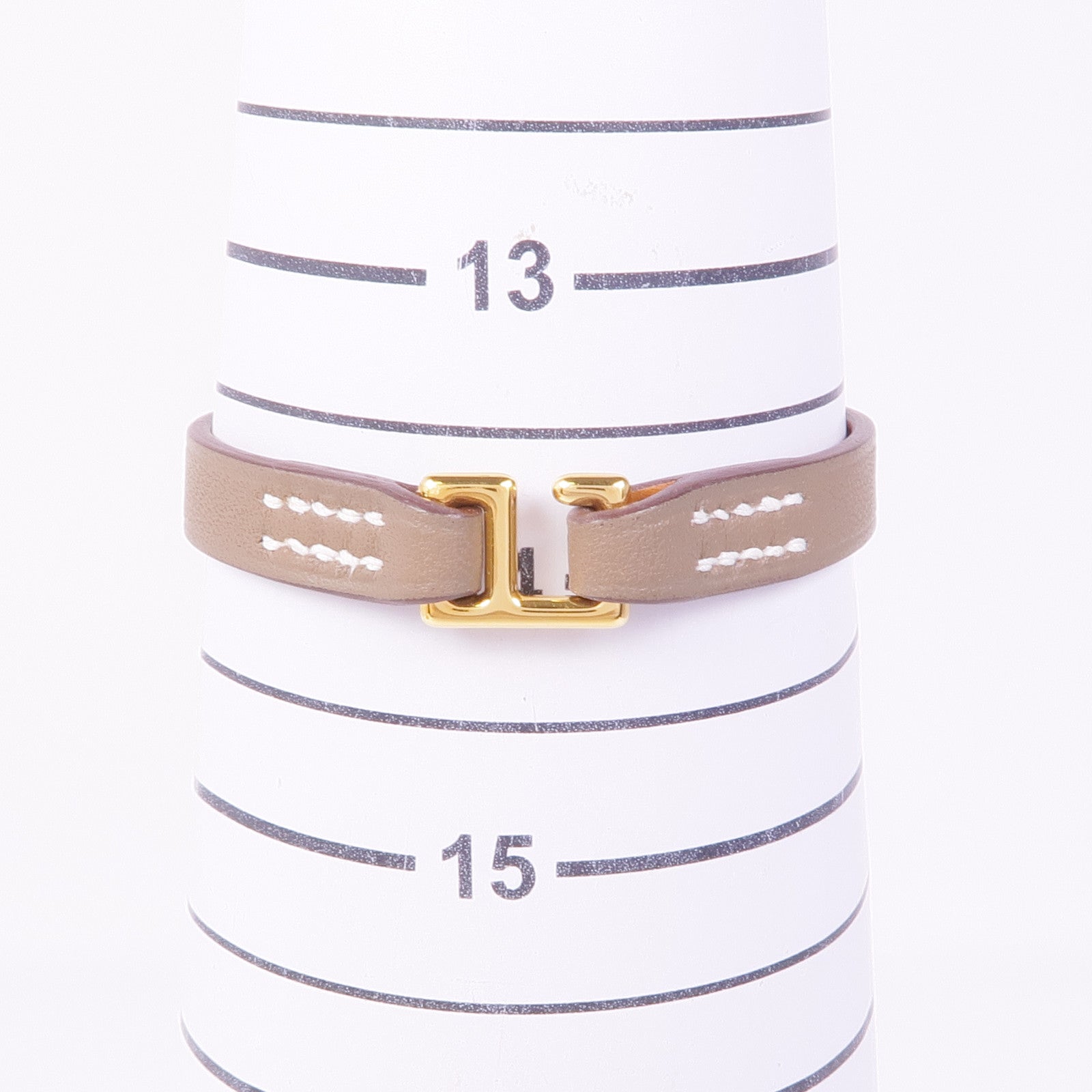 HERMES Swift皮革Rivale Mini Bracelet金扣手帶Etoupe