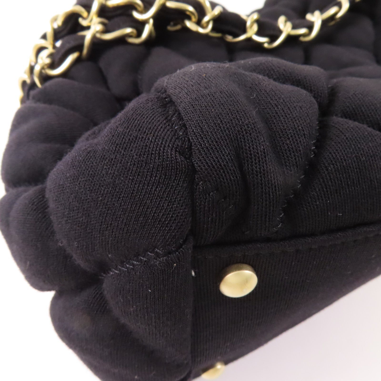 CHANEL 布料Bubble Bowler Bag銀扣鏈帶肩背袋