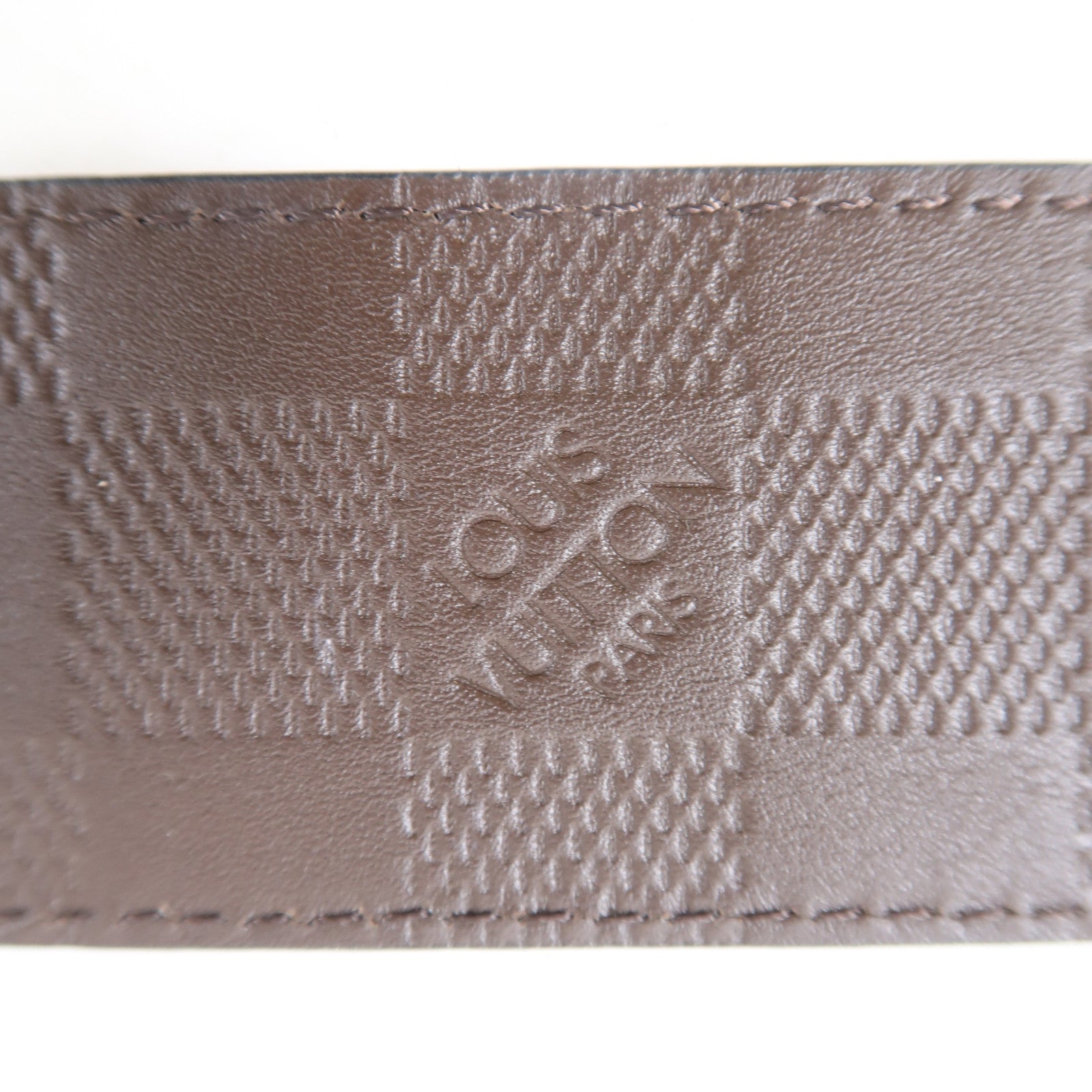 LOUIS VUITTON Damier Infini Damier Print Reversible銀扣皮帶黑色