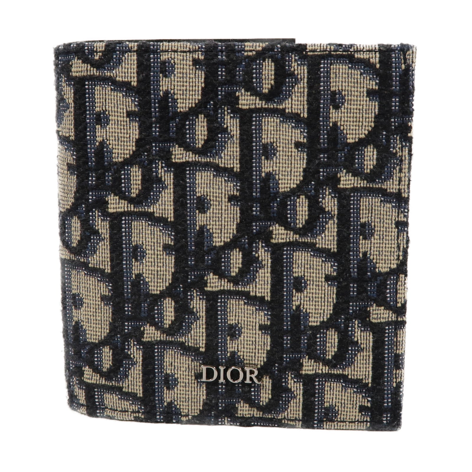 Dior 【清倉大減價】帆布Saddle Lotus Fold Wallet折疊錢包藍色