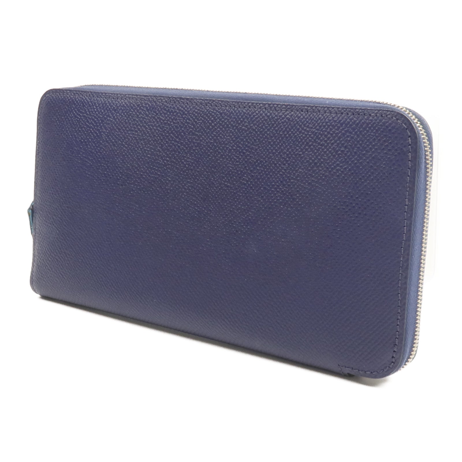HERMES Epsom皮革Silk In Long Wallet長錢包Bleu Saphir