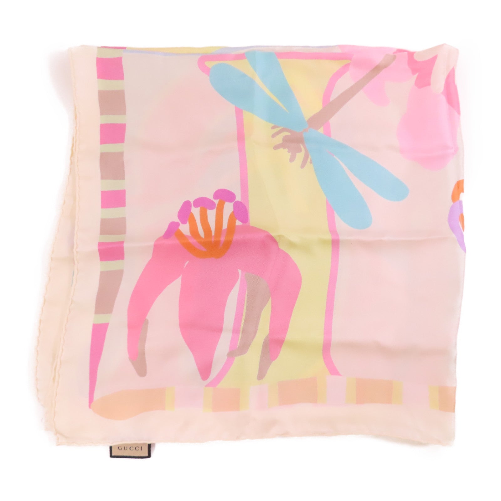 GUCCI 絲質Guccissimo Scarf 90x90圍巾米色