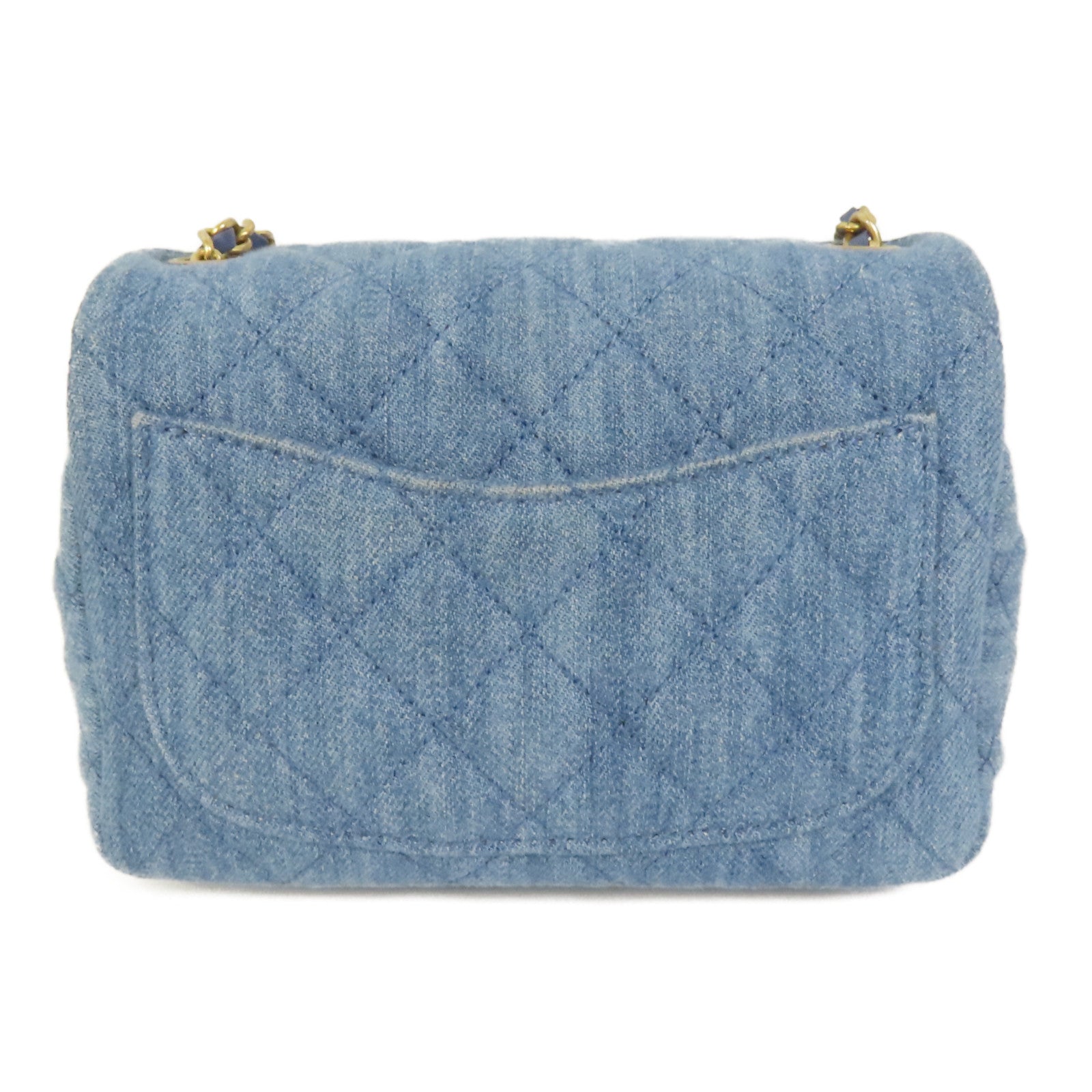 CHANEL Denim Mini Classic 17金扣鏈帶肩背袋