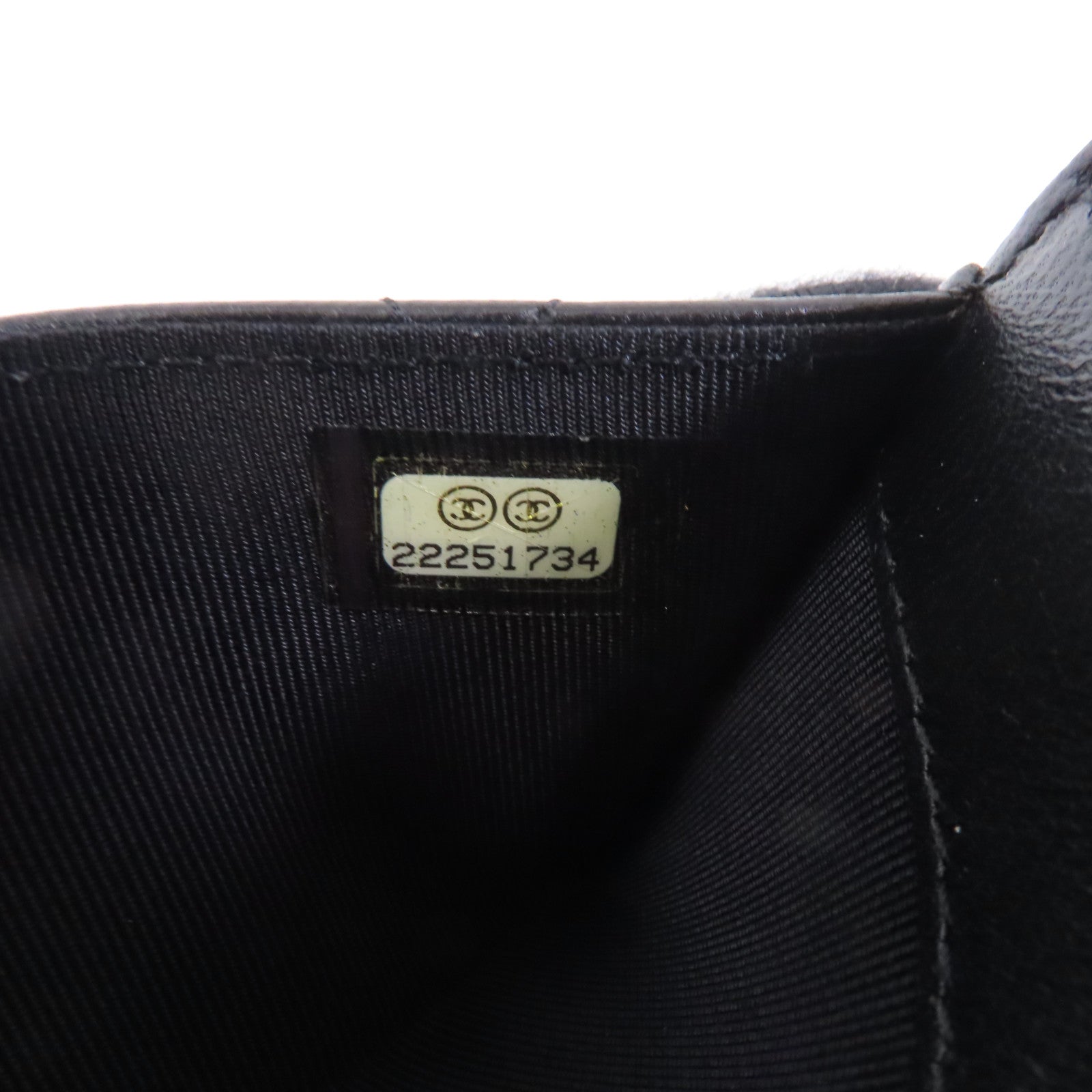 CHANEL 菱格羊皮皮革Card Case銀扣卡片套黑色