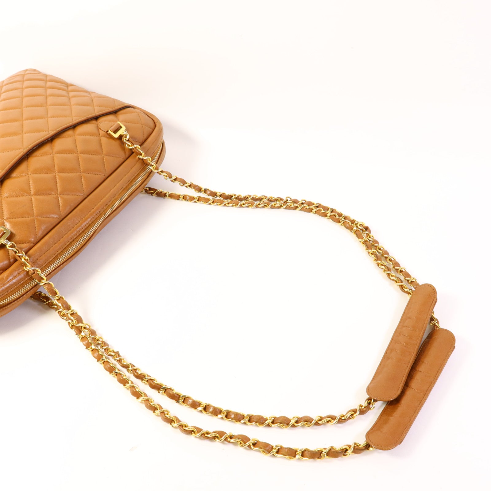 CHANEL 牛皮皮革Vintage Chain Shoulder金扣鏈帶肩背袋