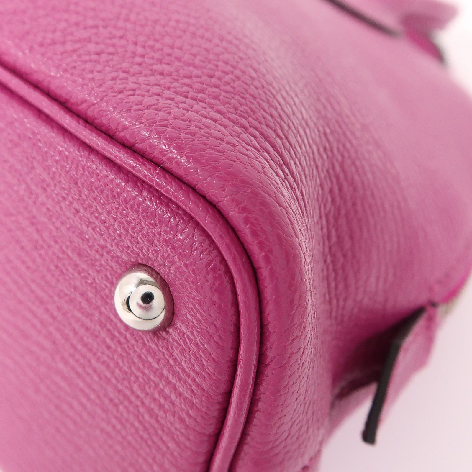 HERMES Chevre皮革Mini Bolide銀扣手挽肩背兩用袋Rose Pourpre