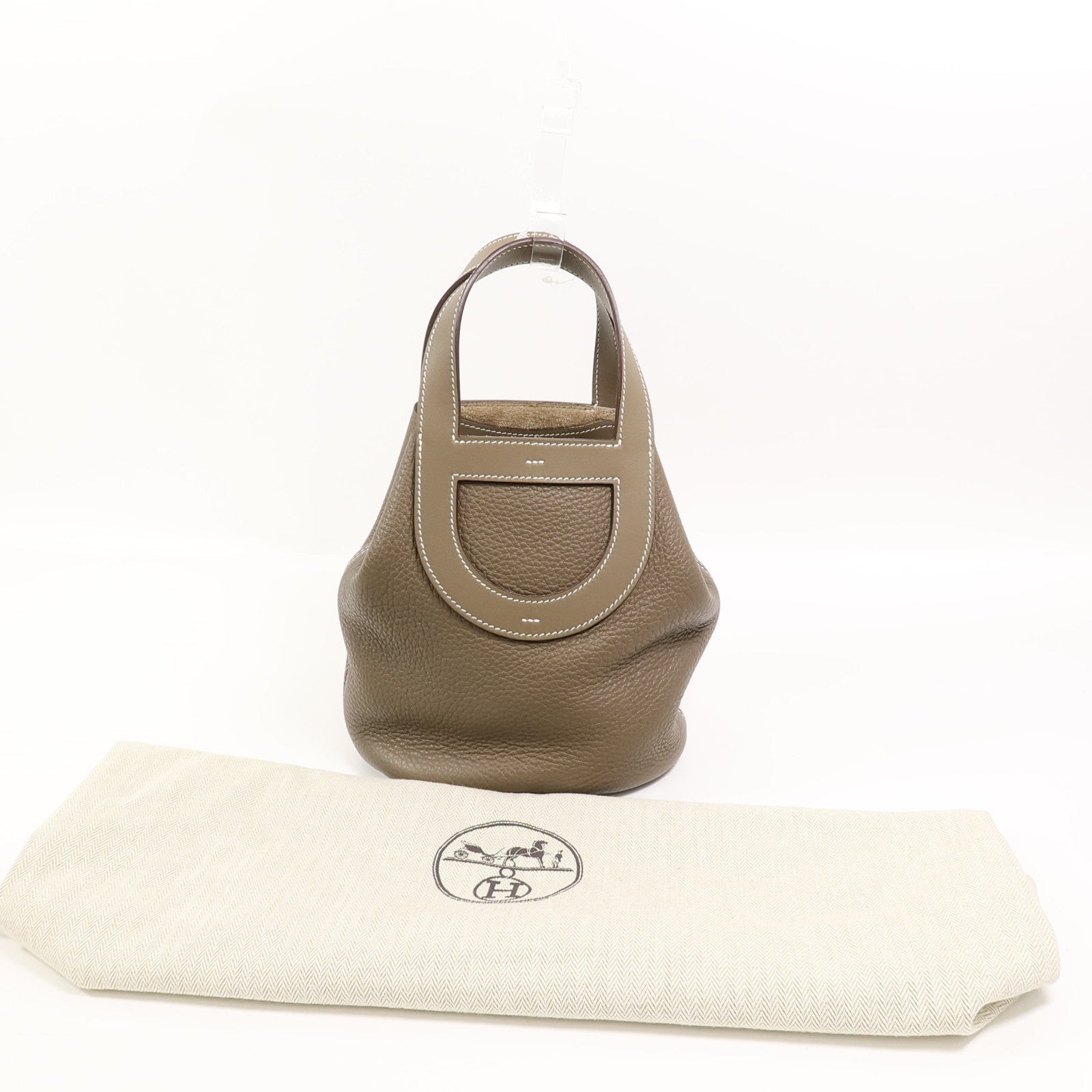 HERMES Clemence皮革In The Loop 18手挽袋Etoupe