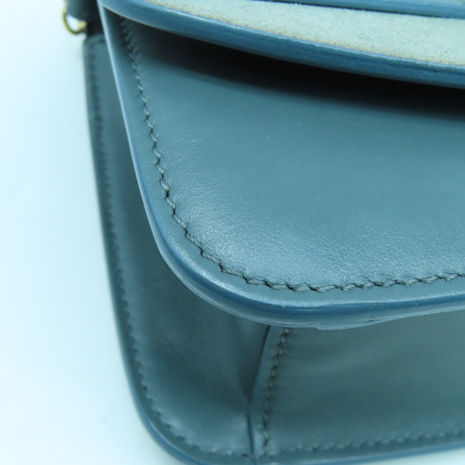 Chloe 【清倉大減價】牛皮皮革Shoulder Bag金扣肩背袋藍色