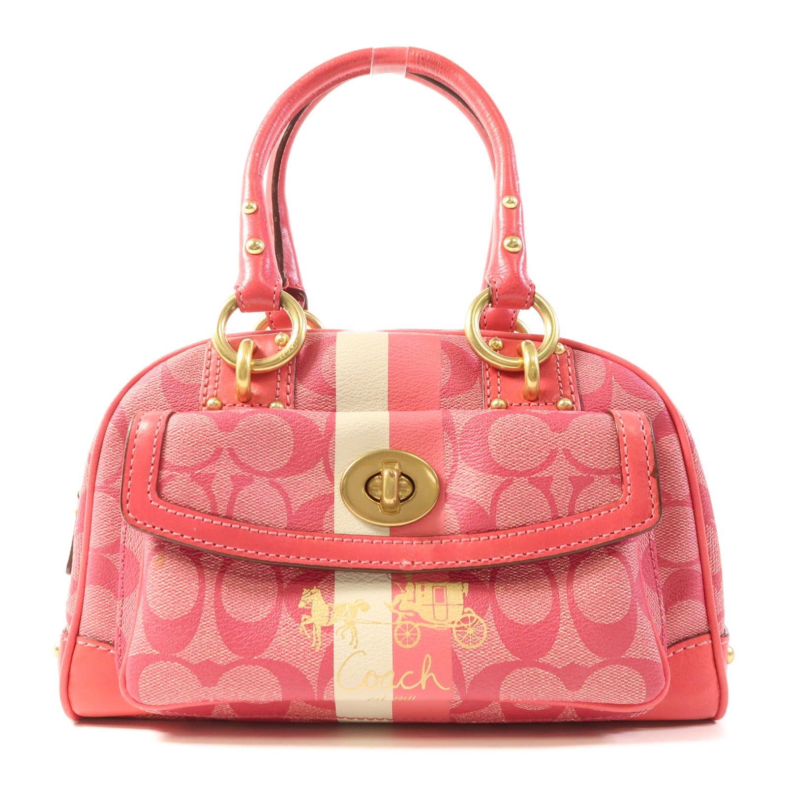 COACH 塗層帆布Hand Bag金扣手挽袋