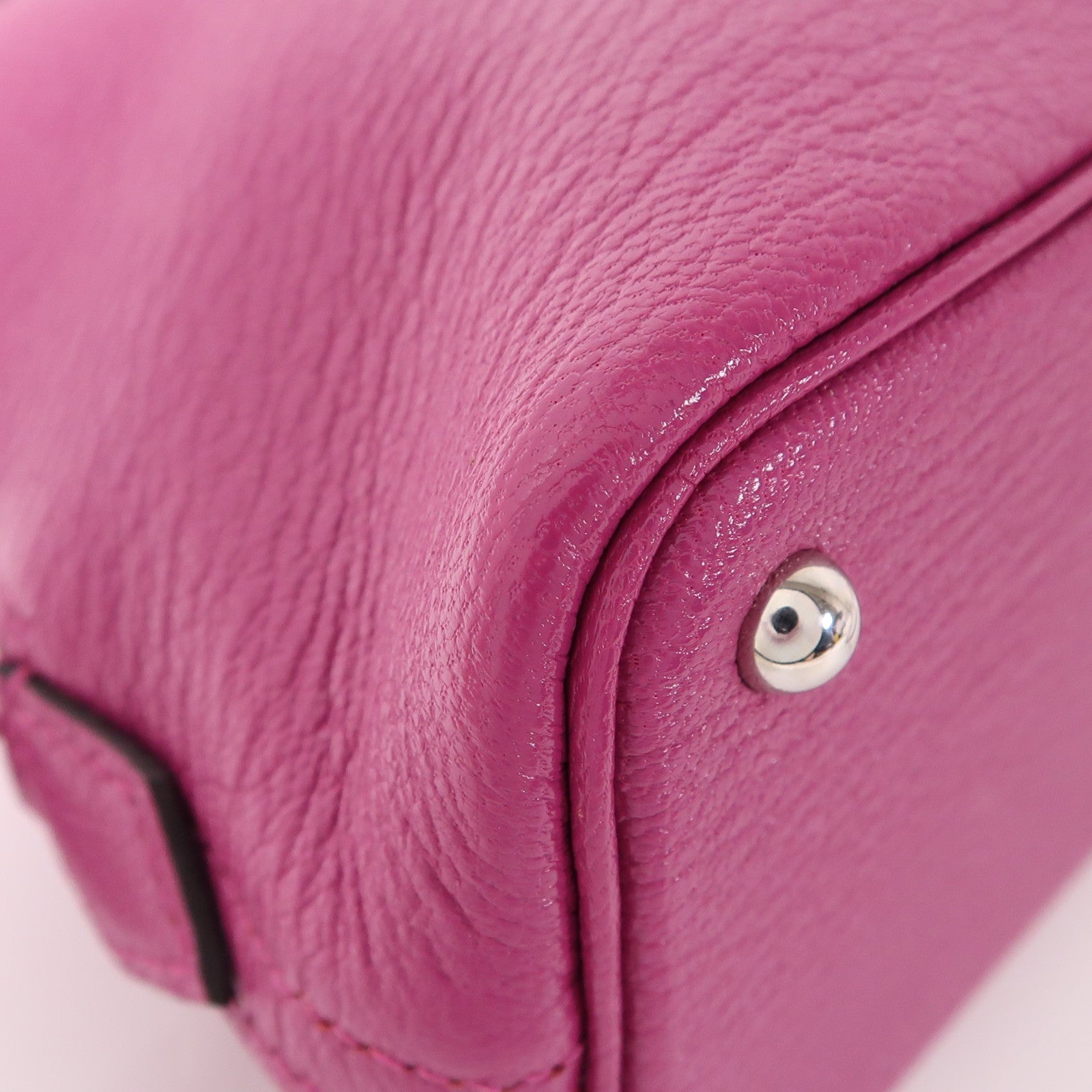 HERMES Chevre皮革Mini Bolide銀扣手挽肩背兩用袋Rose Pourpre