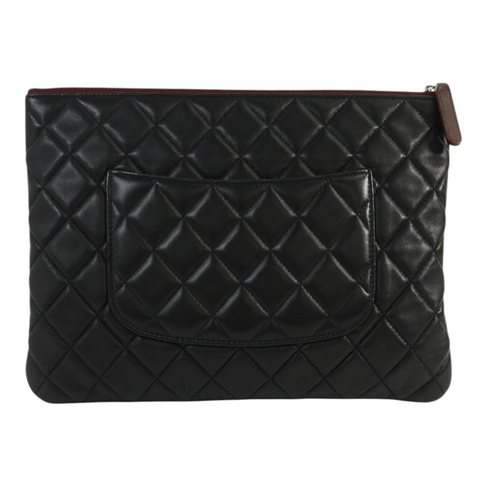 CHANEL 羊皮皮革Clutch銀扣手拿包
