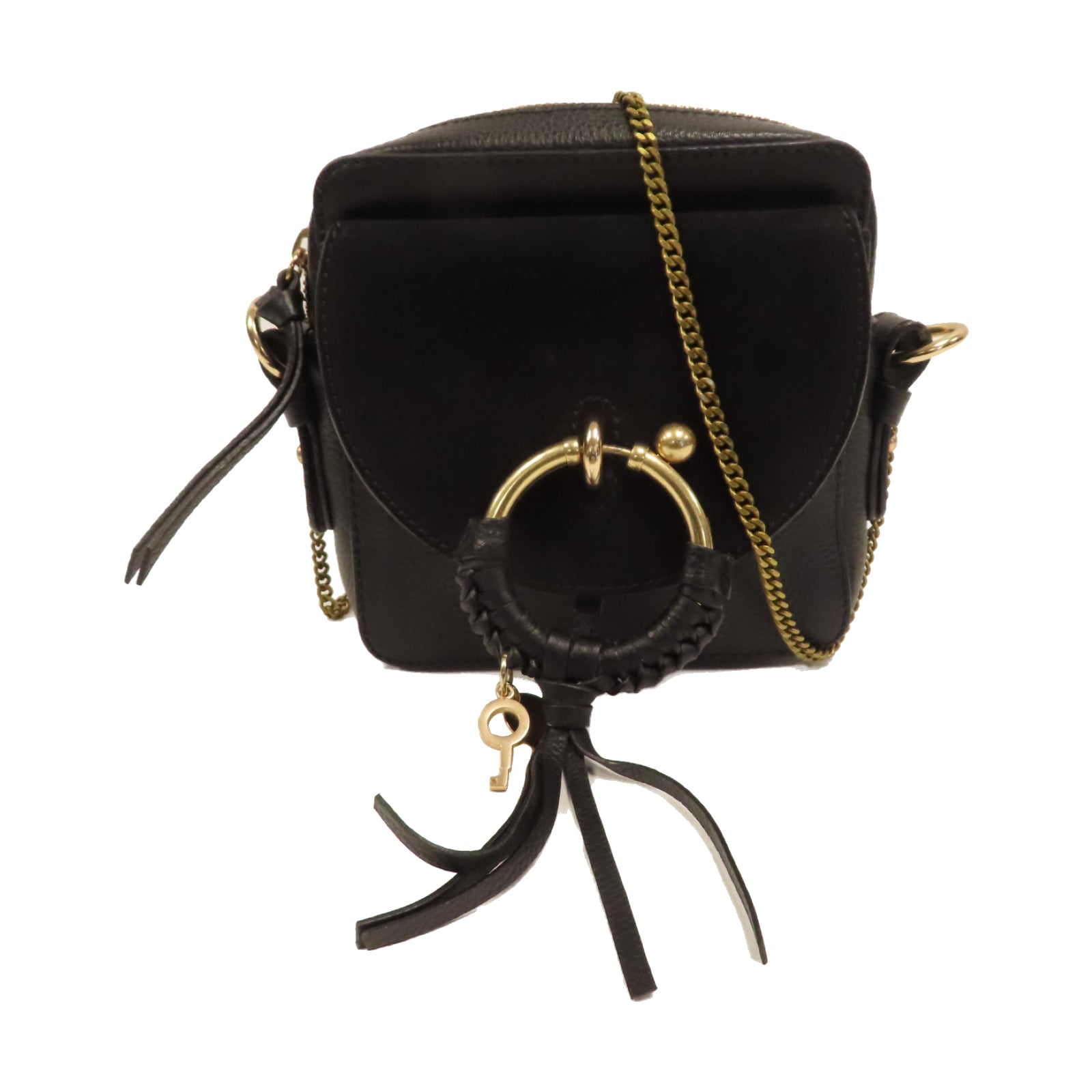 SEE BY CHLOE 【激減優惠】牛皮皮革Shoulder Bag金扣鏈帶肩背袋黑色