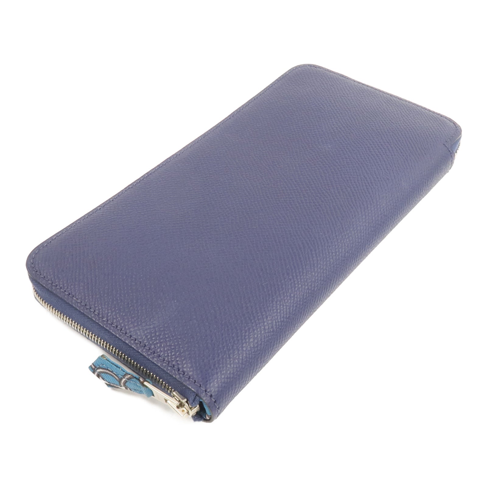 HERMES Epsom皮革Silk In Long Wallet長錢包Bleu Saphir