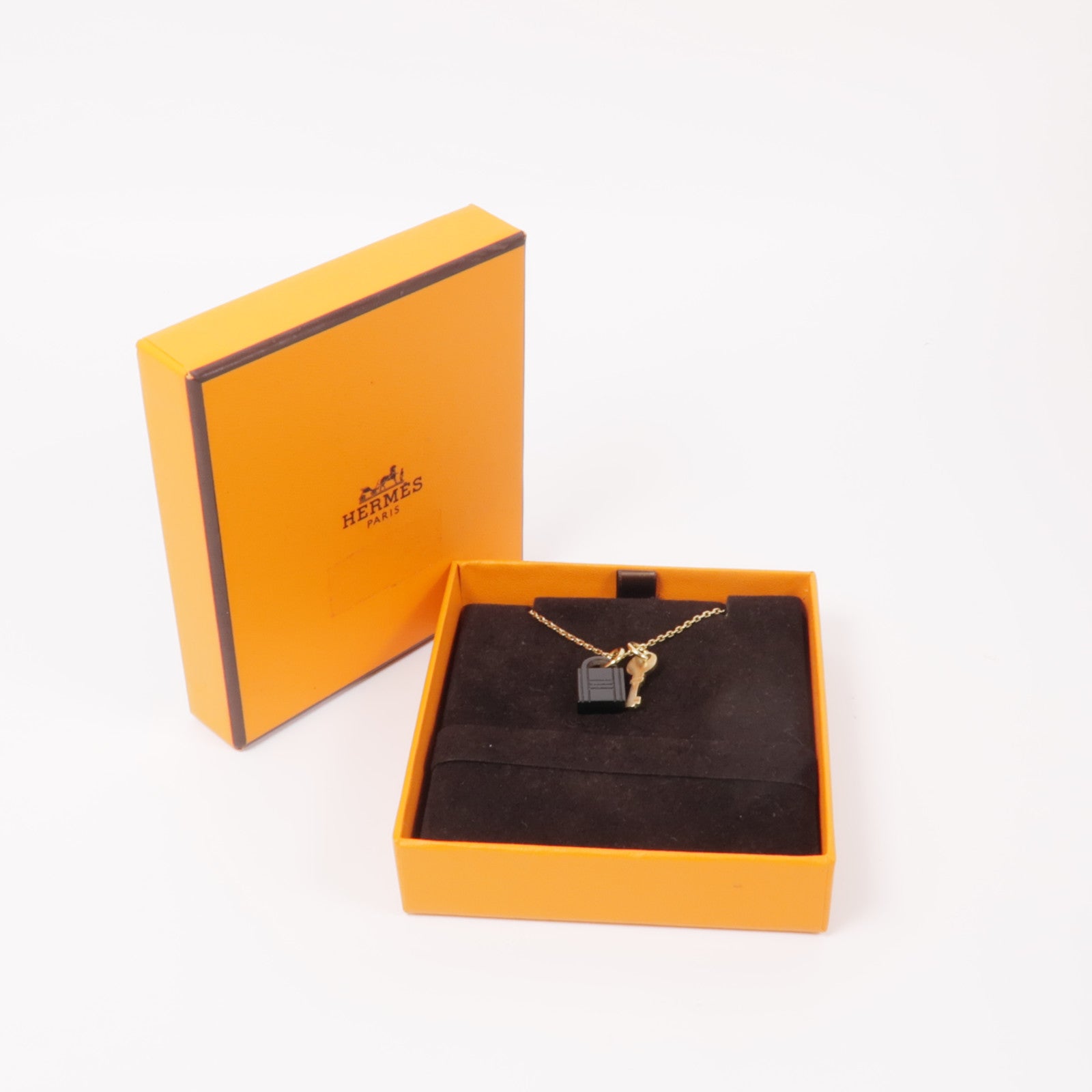 HERMES Horn/Metal Amulette Padlock Necklace