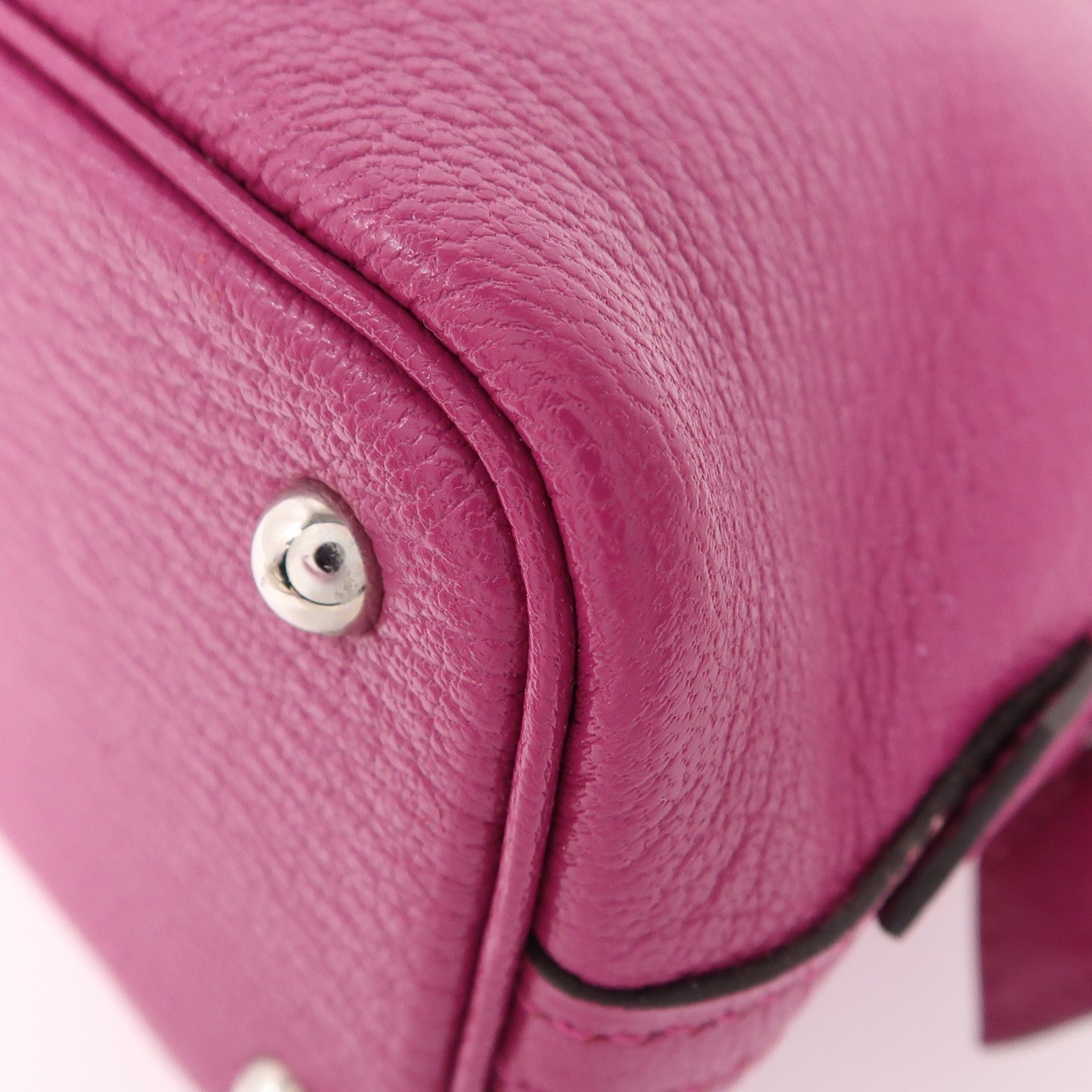 HERMES Chevre皮革Mini Bolide銀扣手挽肩背兩用袋Rose Pourpre