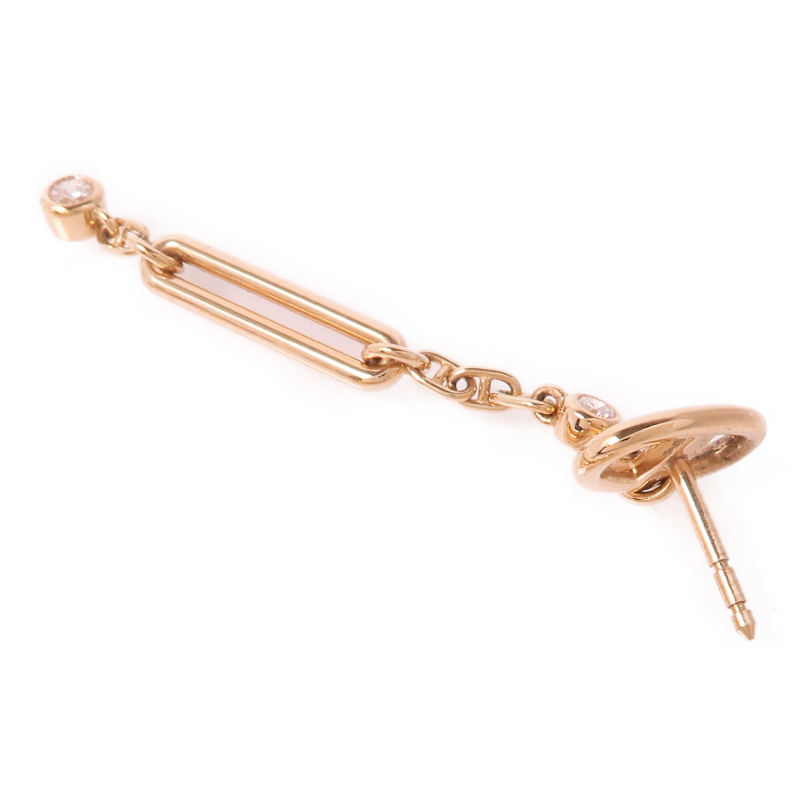 HERMES Chaine D'Ancre Earrings Diamond 18K Pink Gold