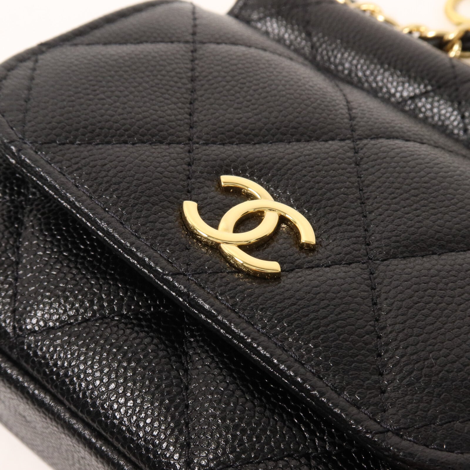 CHANEL 牛皮皮革Bar Clutch On Chain鏈帶手挽肩背兩用袋