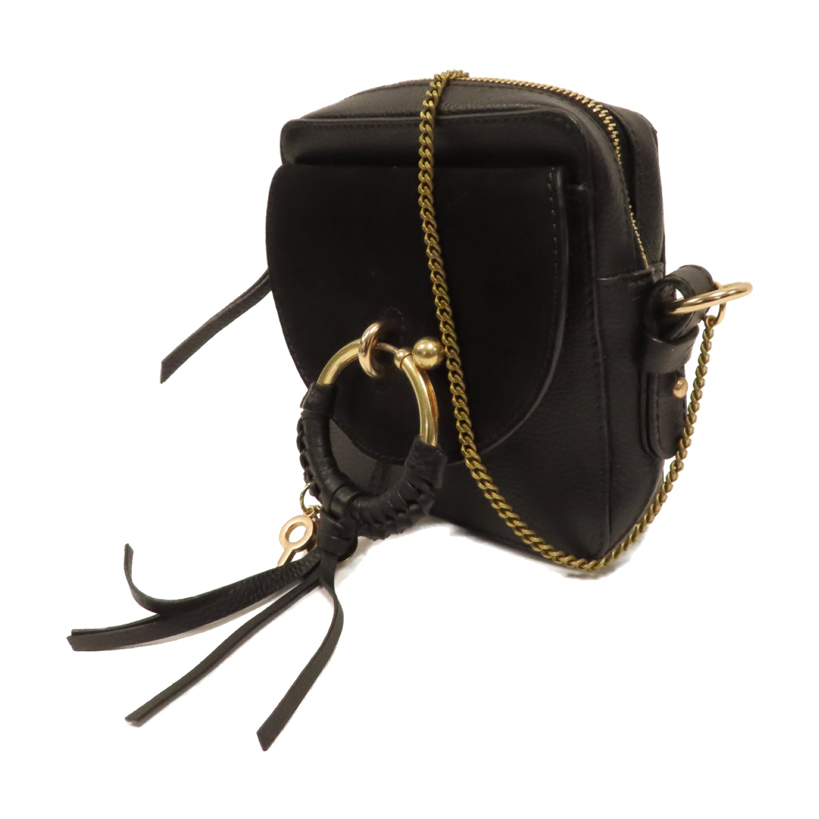SEE BY CHLOE 【激減優惠】牛皮皮革Shoulder Bag金扣鏈帶肩背袋黑色