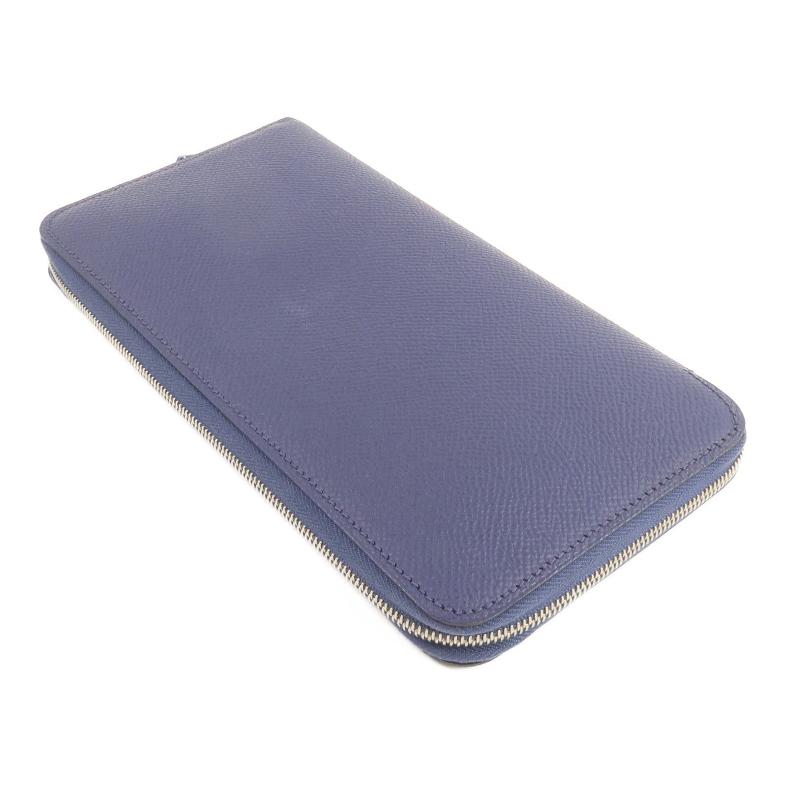 HERMES Epsom皮革Silk In Long Wallet長錢包Bleu Saphir