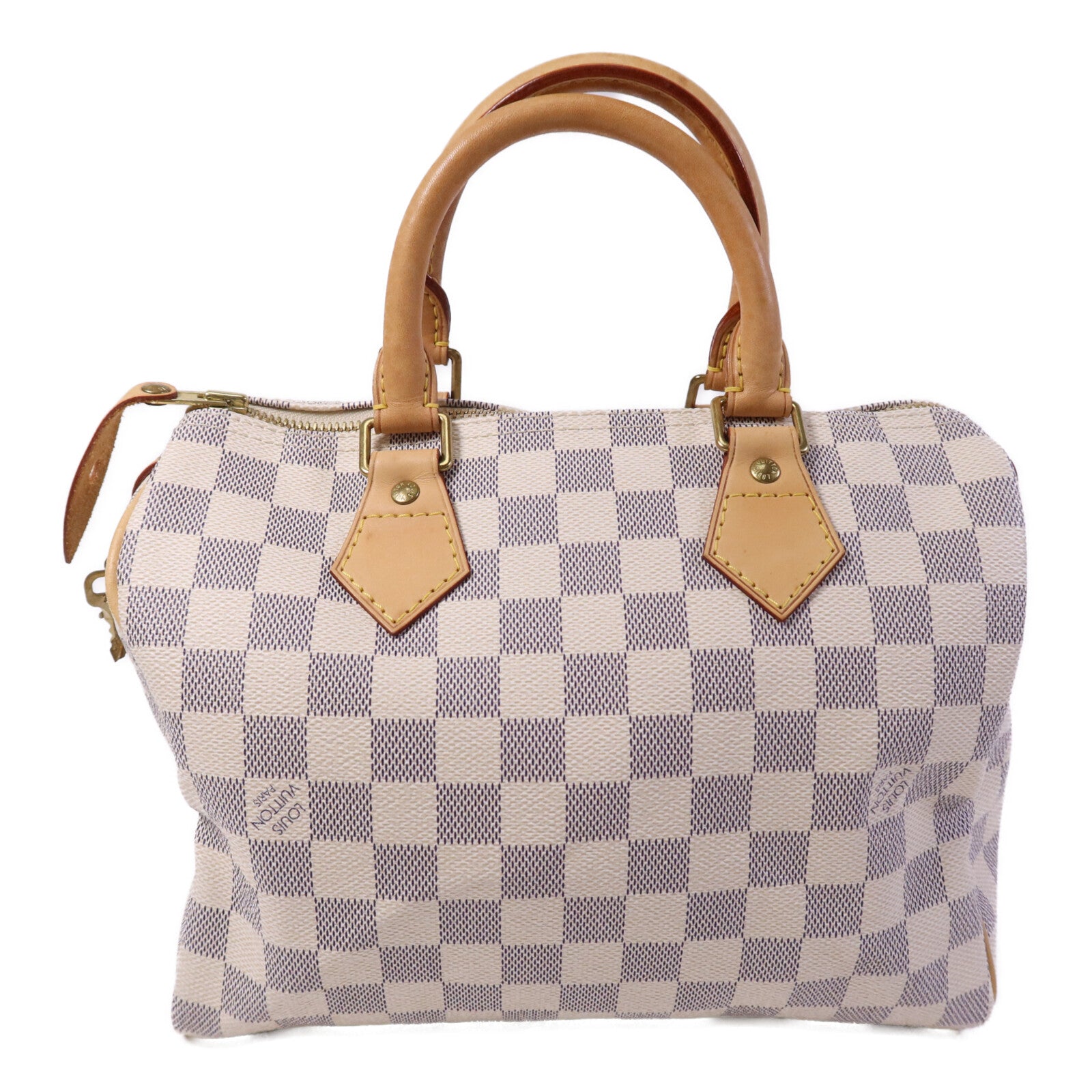 LOUIS VUITTON Damier Azur Speedy 25金扣手挽袋