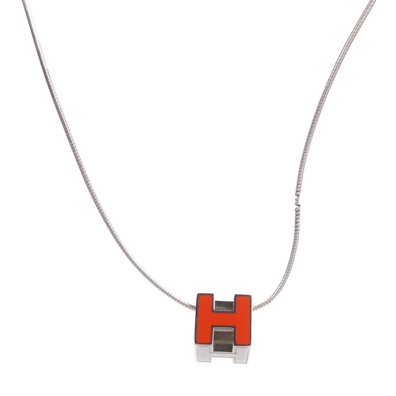 HERMES 金屬H Cube項鍊Orange