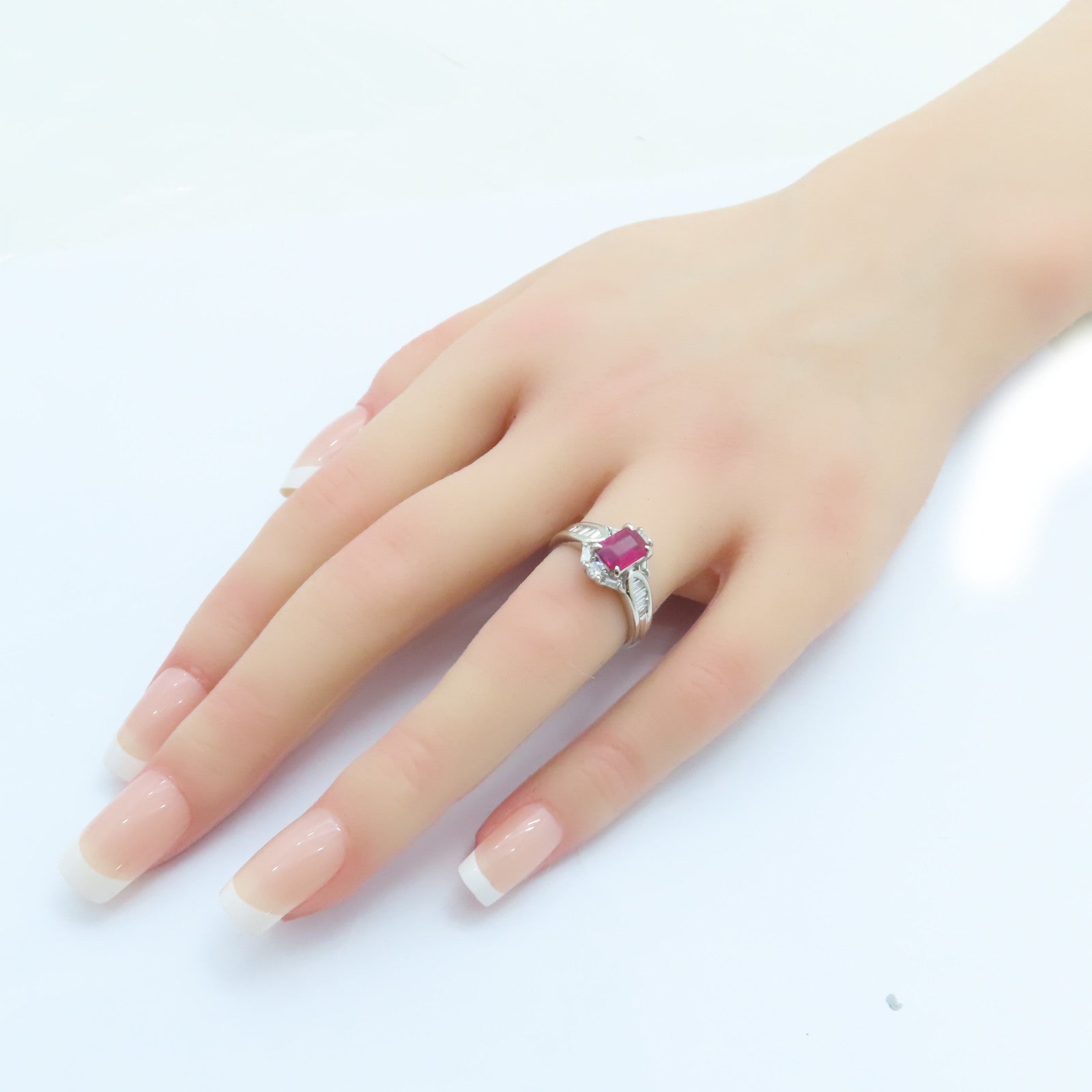 JEWELRY 【激減優惠】PT900鉑金Ruby Diamond Ring 1.11ct紅寶石/0.47ct鑽石戒指US#6.25