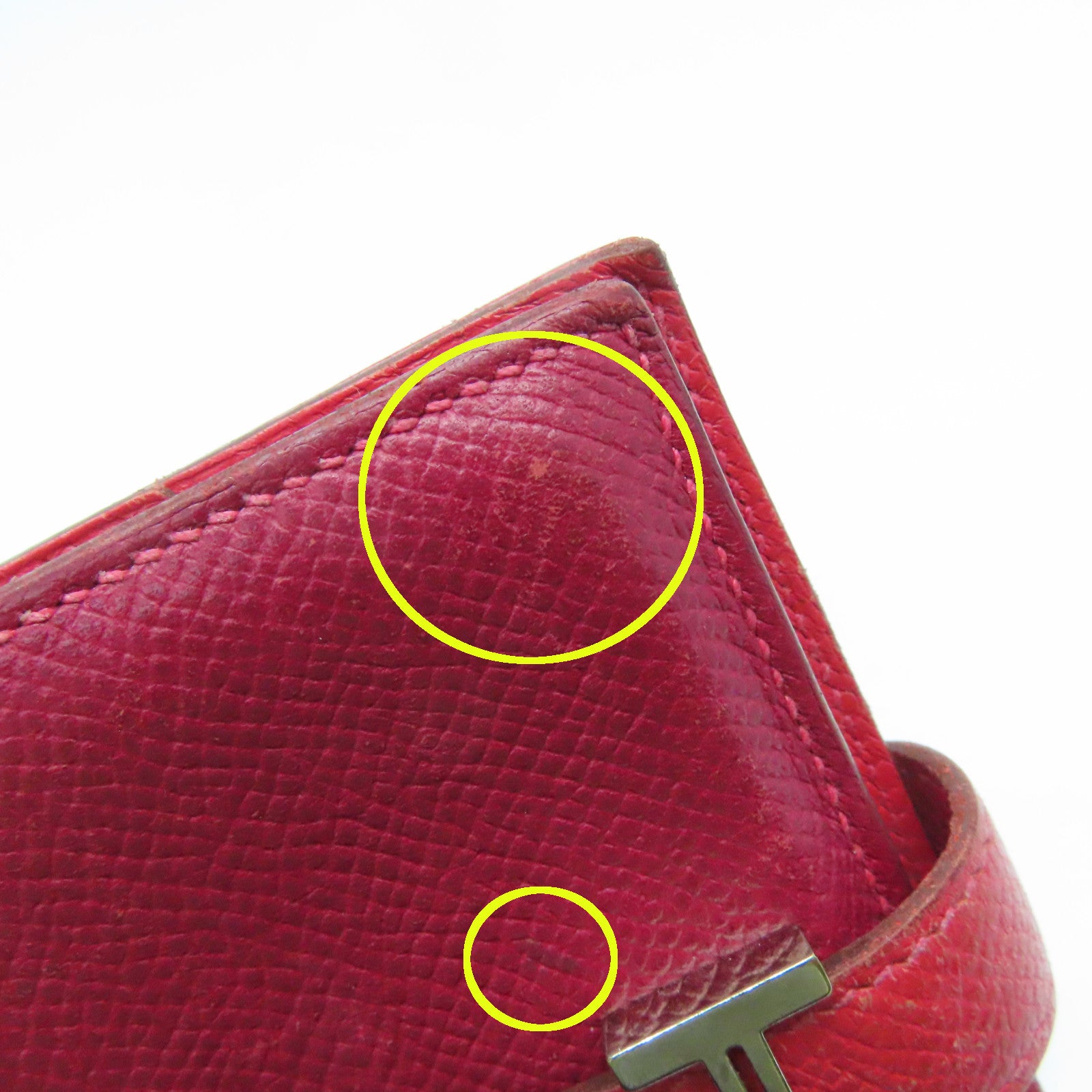 HERMES Epsom皮革Bearn Card Case銀扣卡片套暗紅/番茄紅