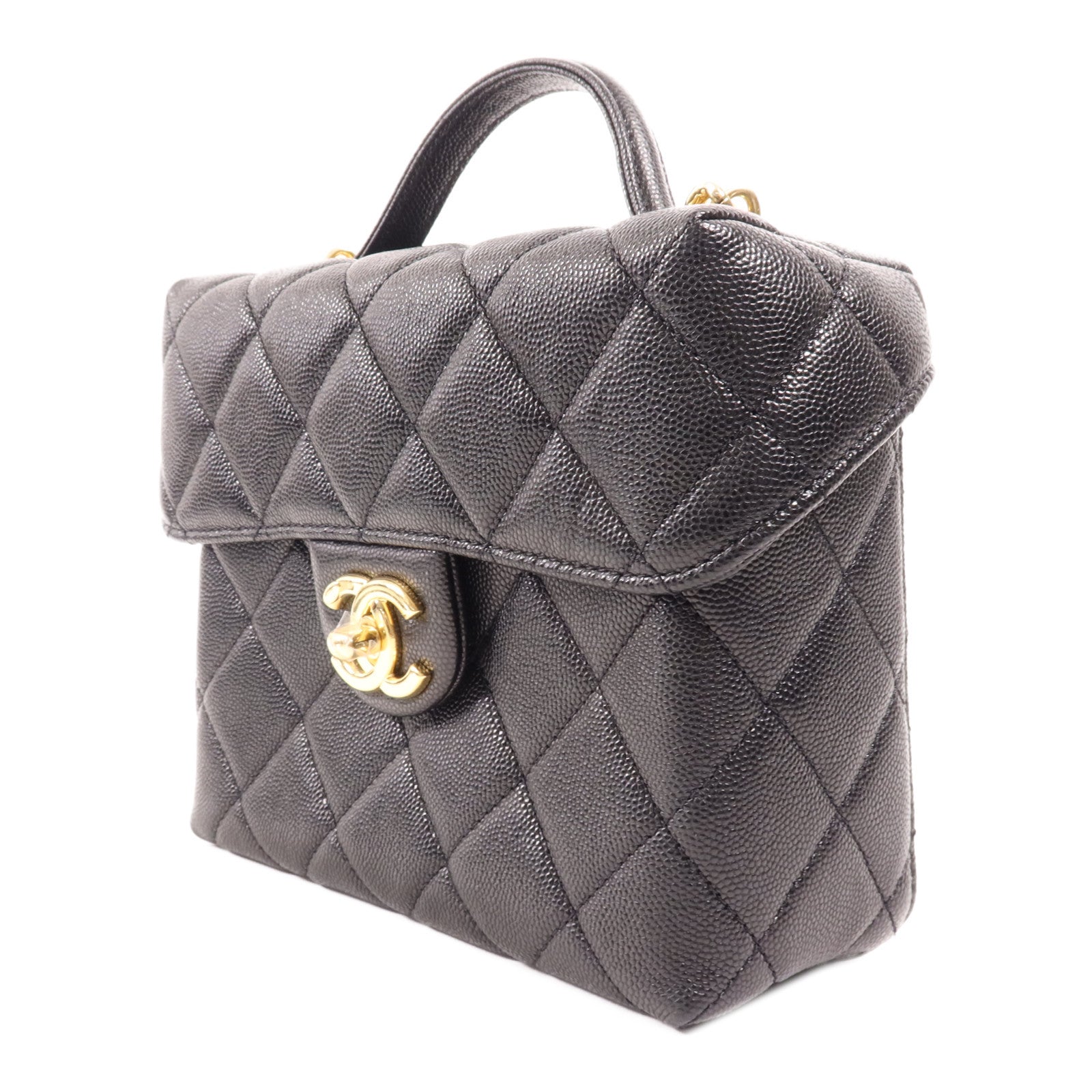 CHANEL 牛皮皮革Vanity金扣手挽肩背兩用袋