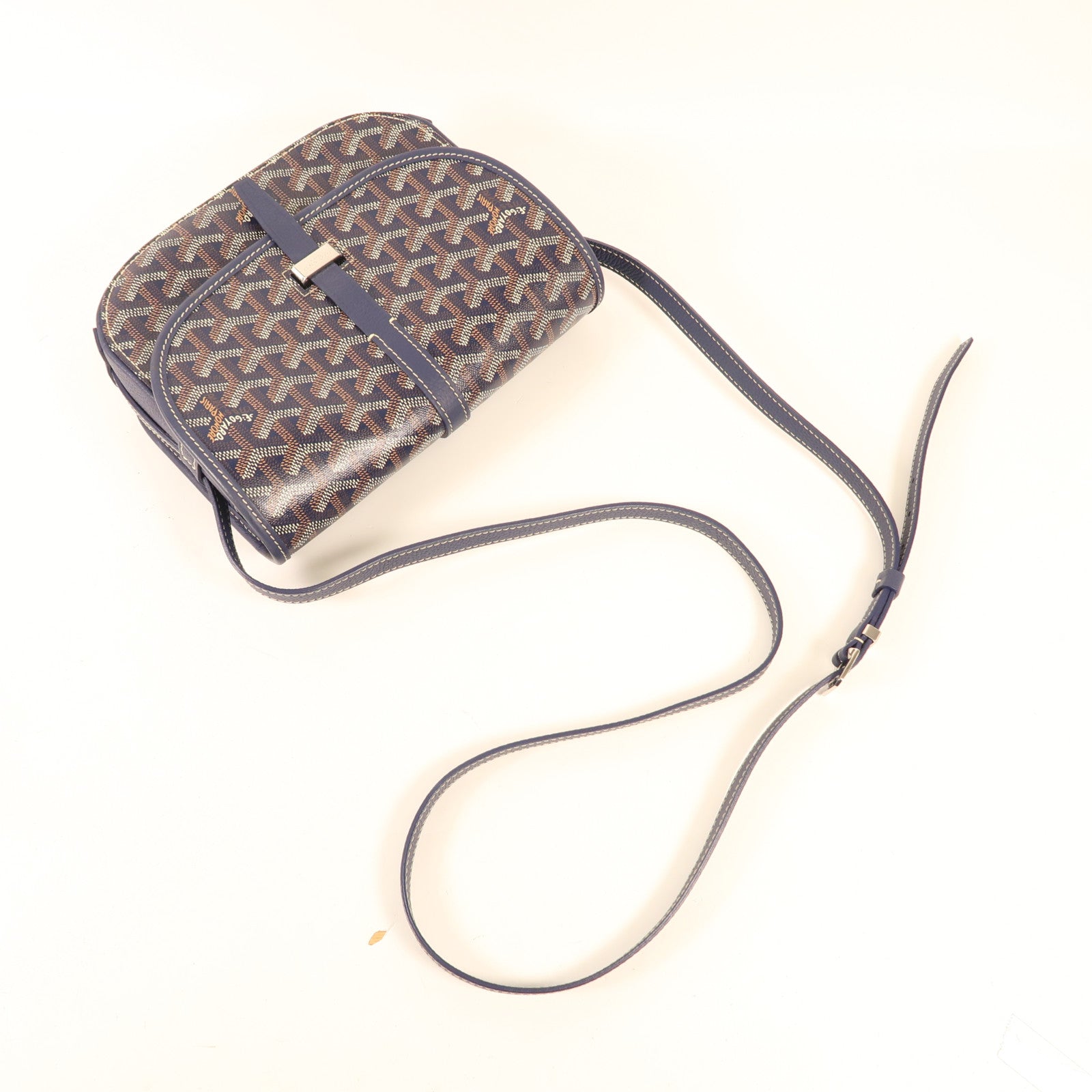 GOYARD 帆布Belvedere PM銀扣肩背袋