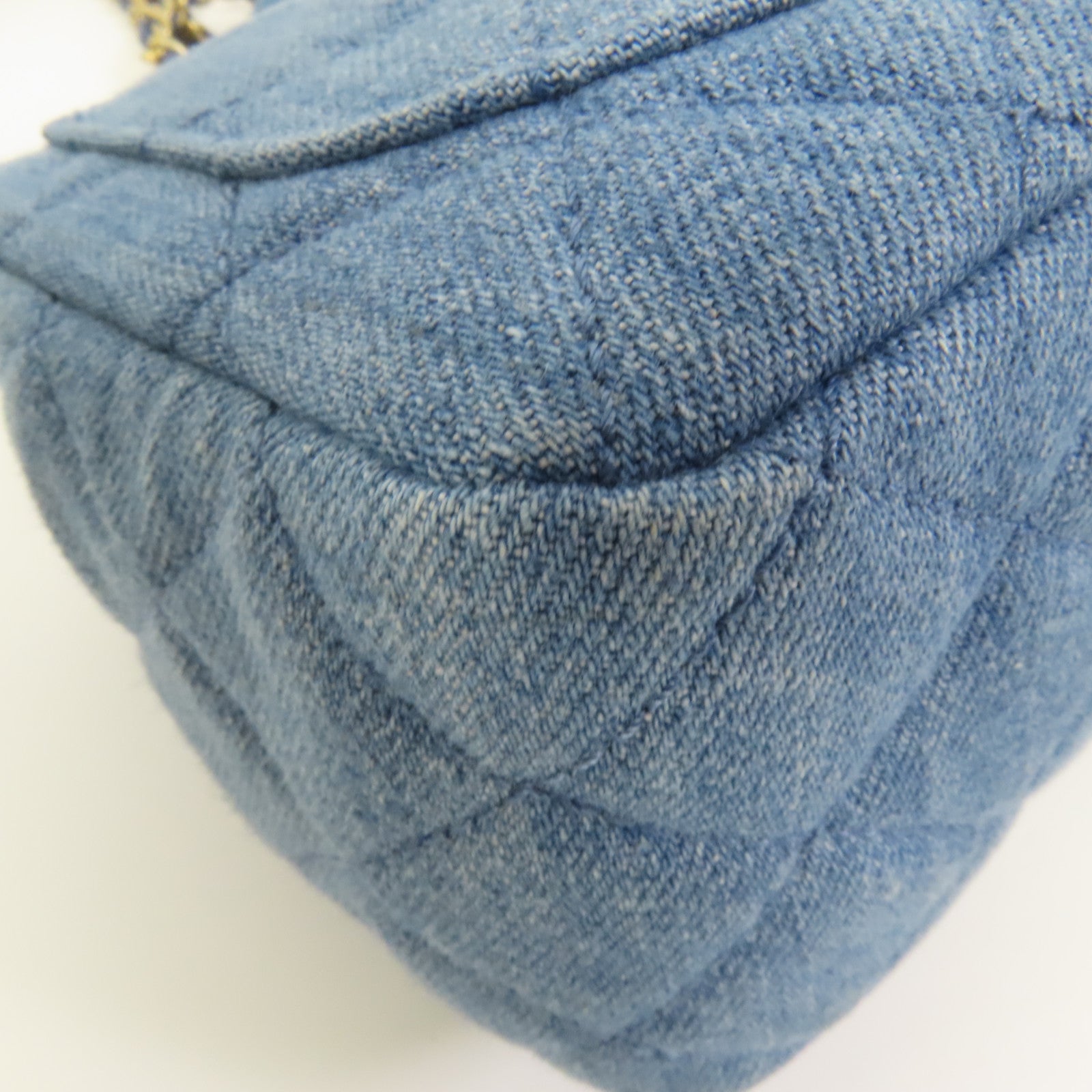 CHANEL Denim Mini Classic 17金扣鏈帶肩背袋