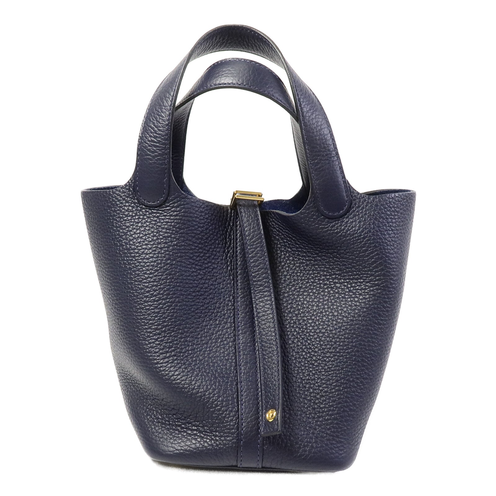 HERMES Clemence皮革Picotin PM手挽袋Bleu Nuit