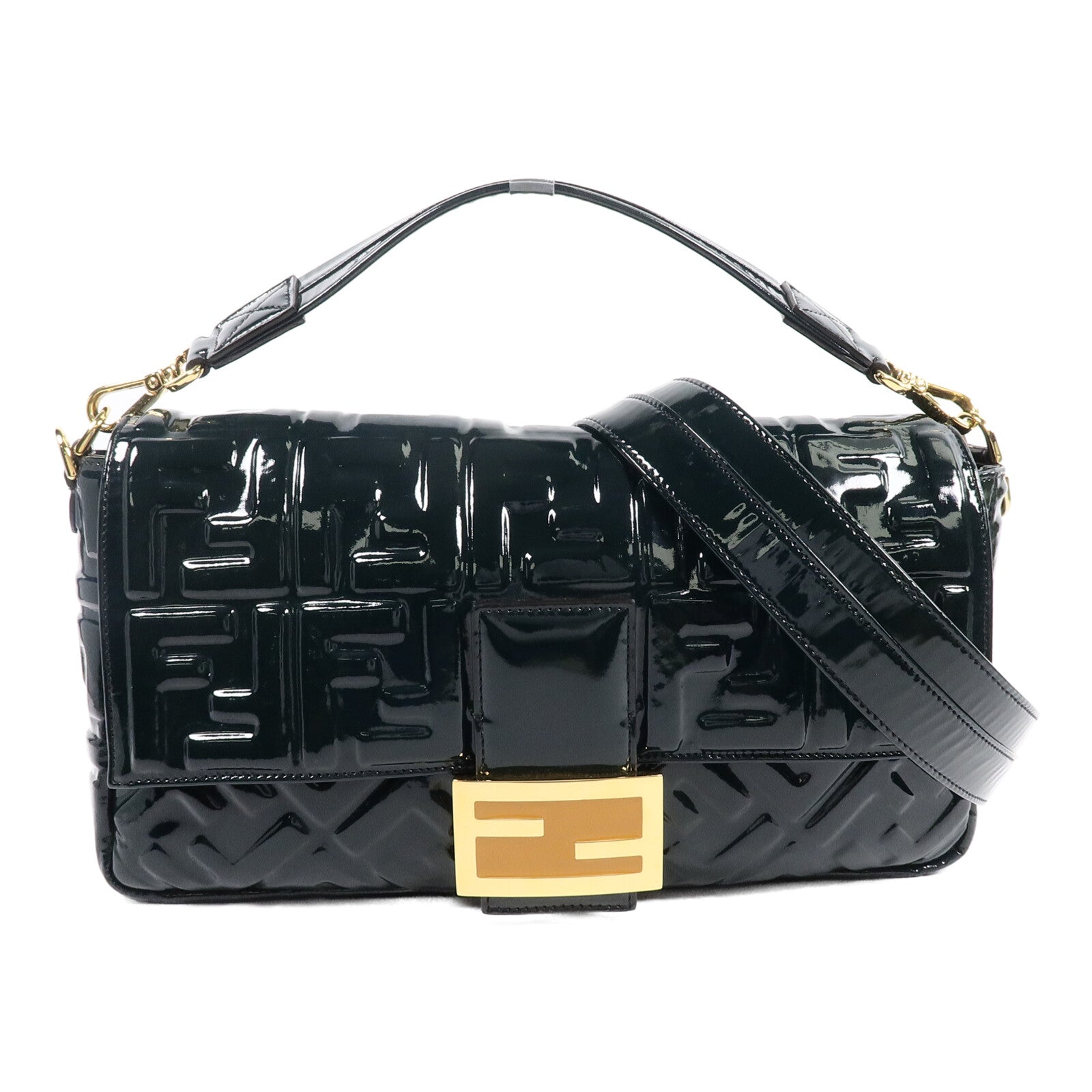 FENDI 漆皮皮革Baguette Large手挽肩背兩用袋