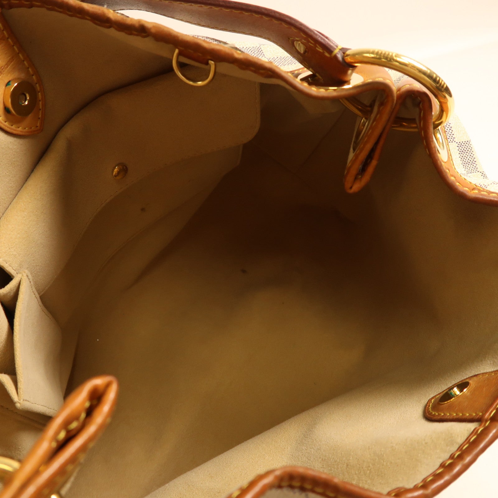 LOUIS VUITTON Damier Azur Galliera PM金扣肩背袋白色