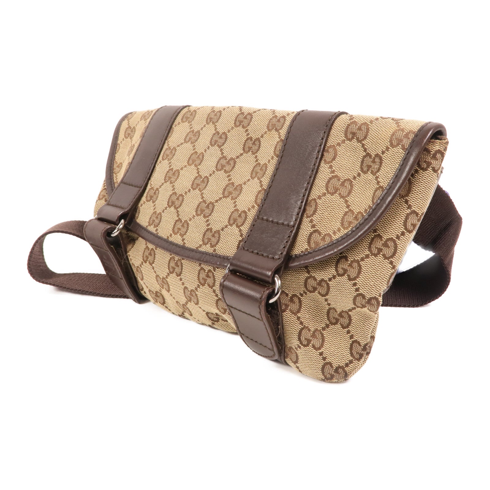 GUCCI GG帆布Waist Bag銀扣腰包