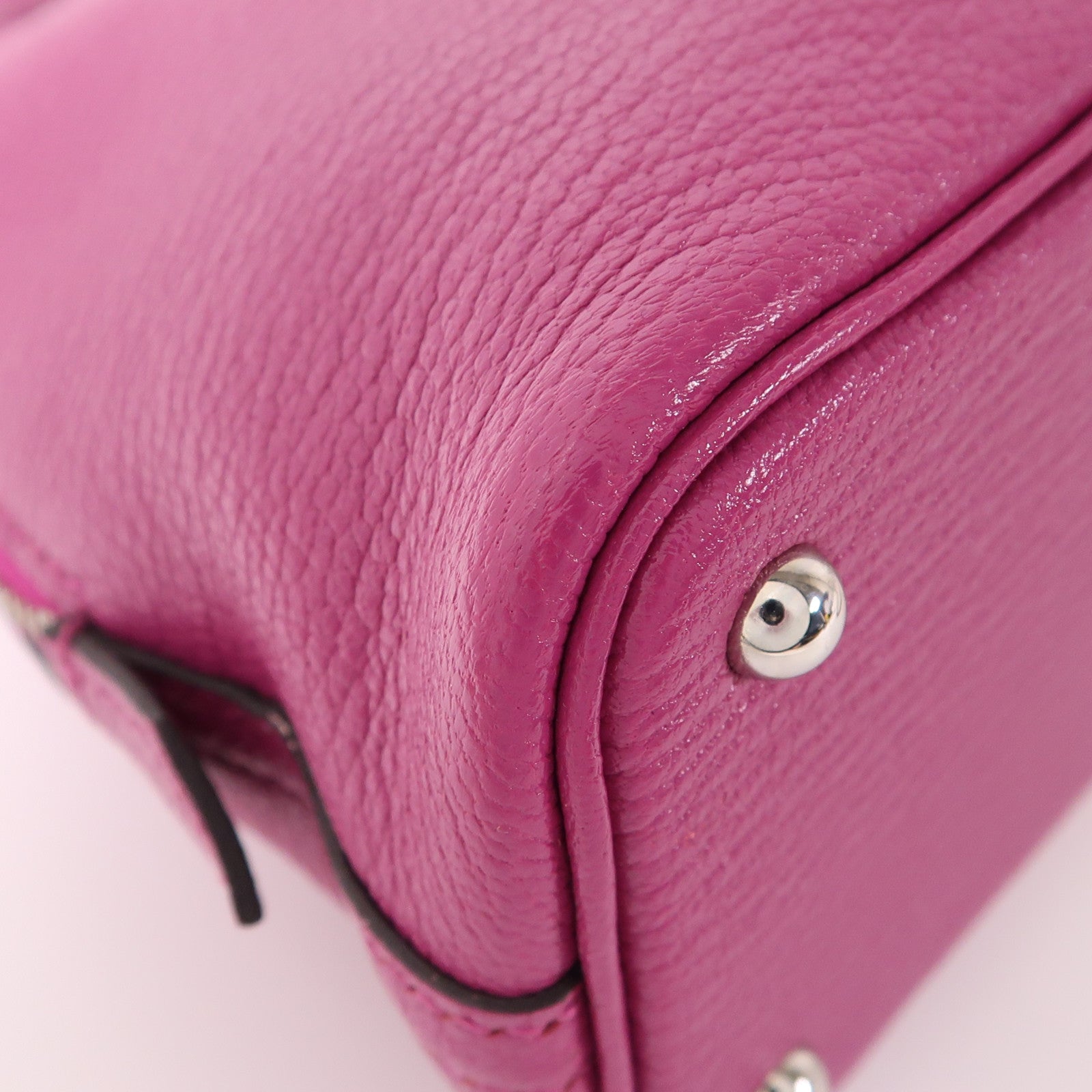 HERMES Chevre皮革Mini Bolide銀扣手挽肩背兩用袋Rose Pourpre