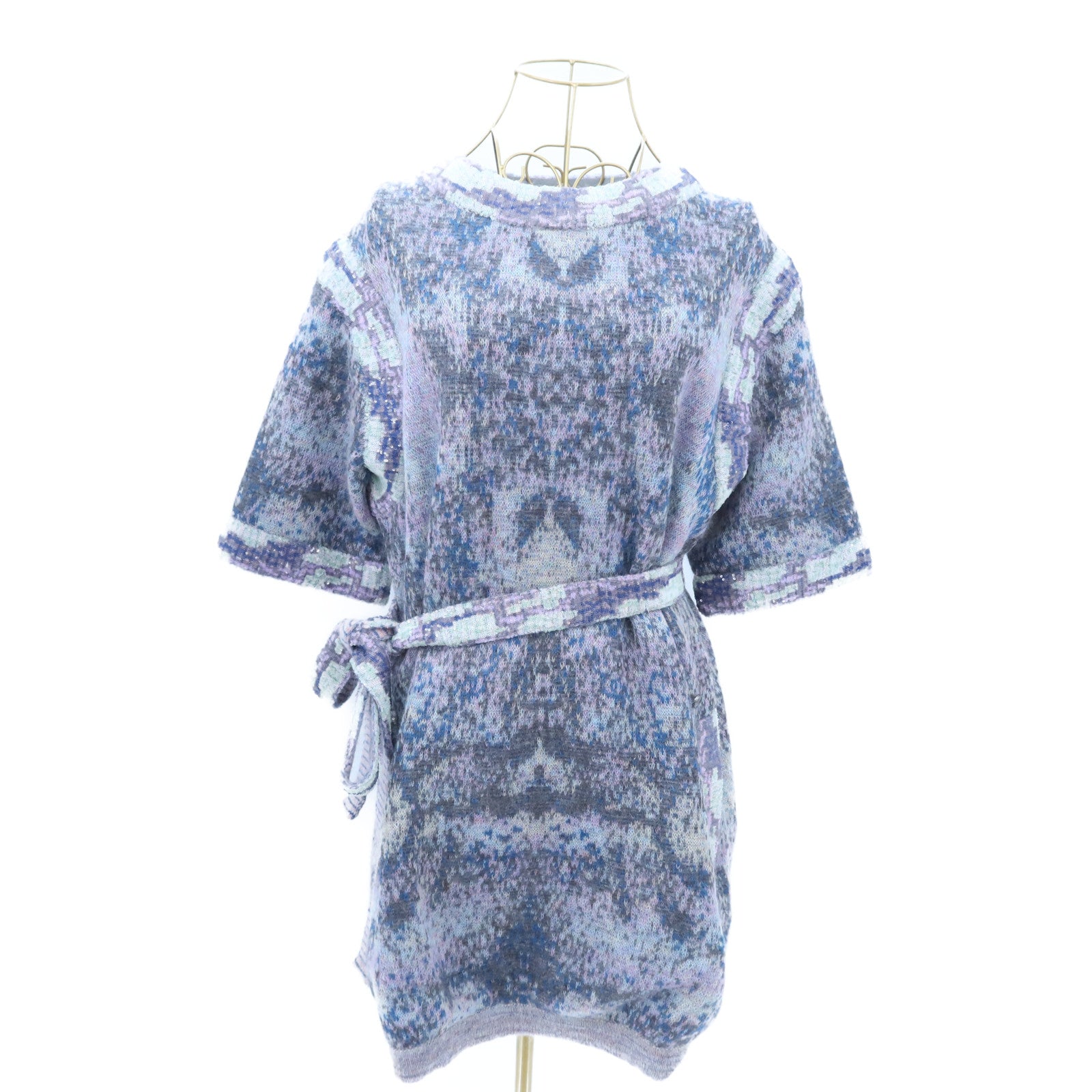 CHANEL Mohair/Nylon Knit Belted Short-Sleeve Sweater連身裙