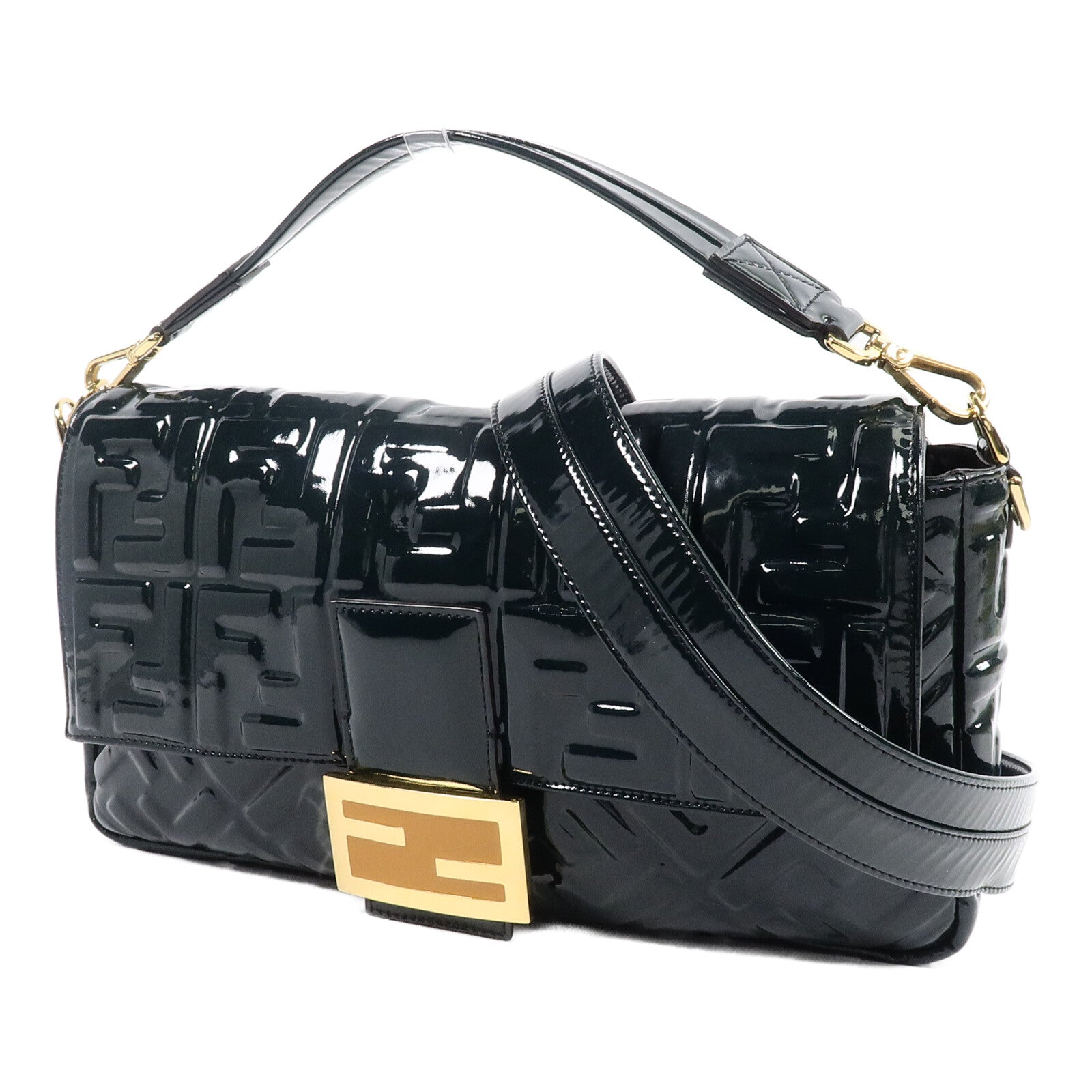 FENDI 漆皮皮革Baguette Large手挽肩背兩用袋