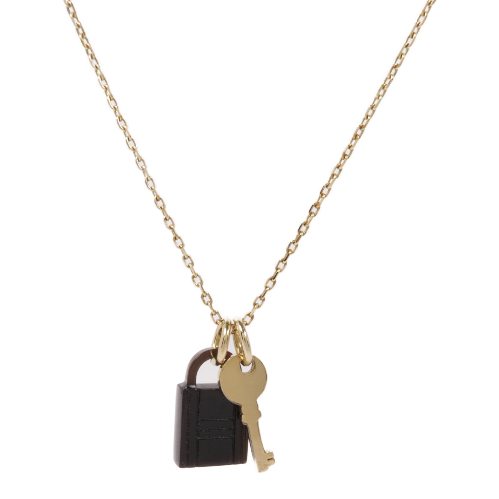 HERMES Horn/Metal Amulette Padlock Necklace