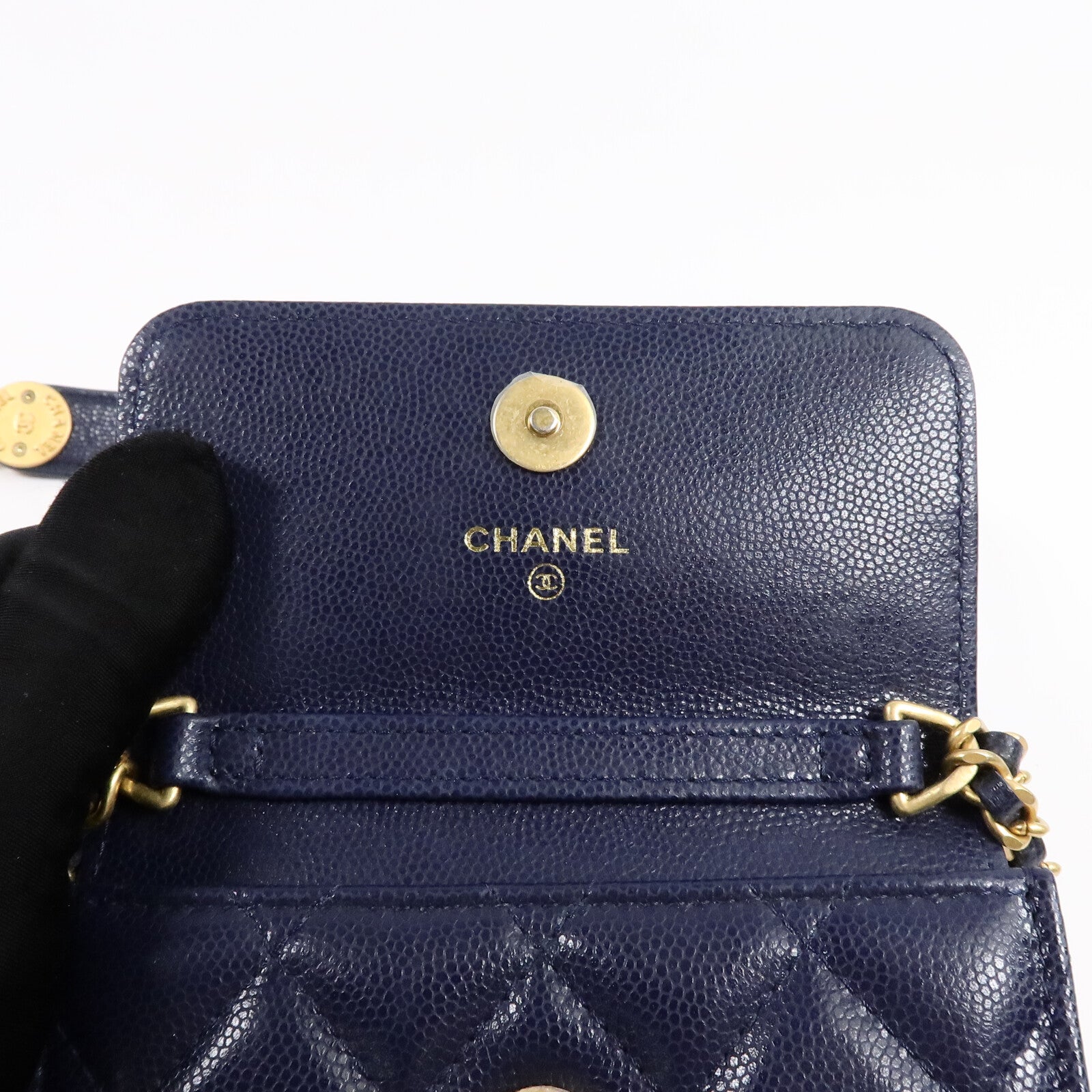 CHANEL 牛皮皮革Card Holder Chain鏈帶肩背袋