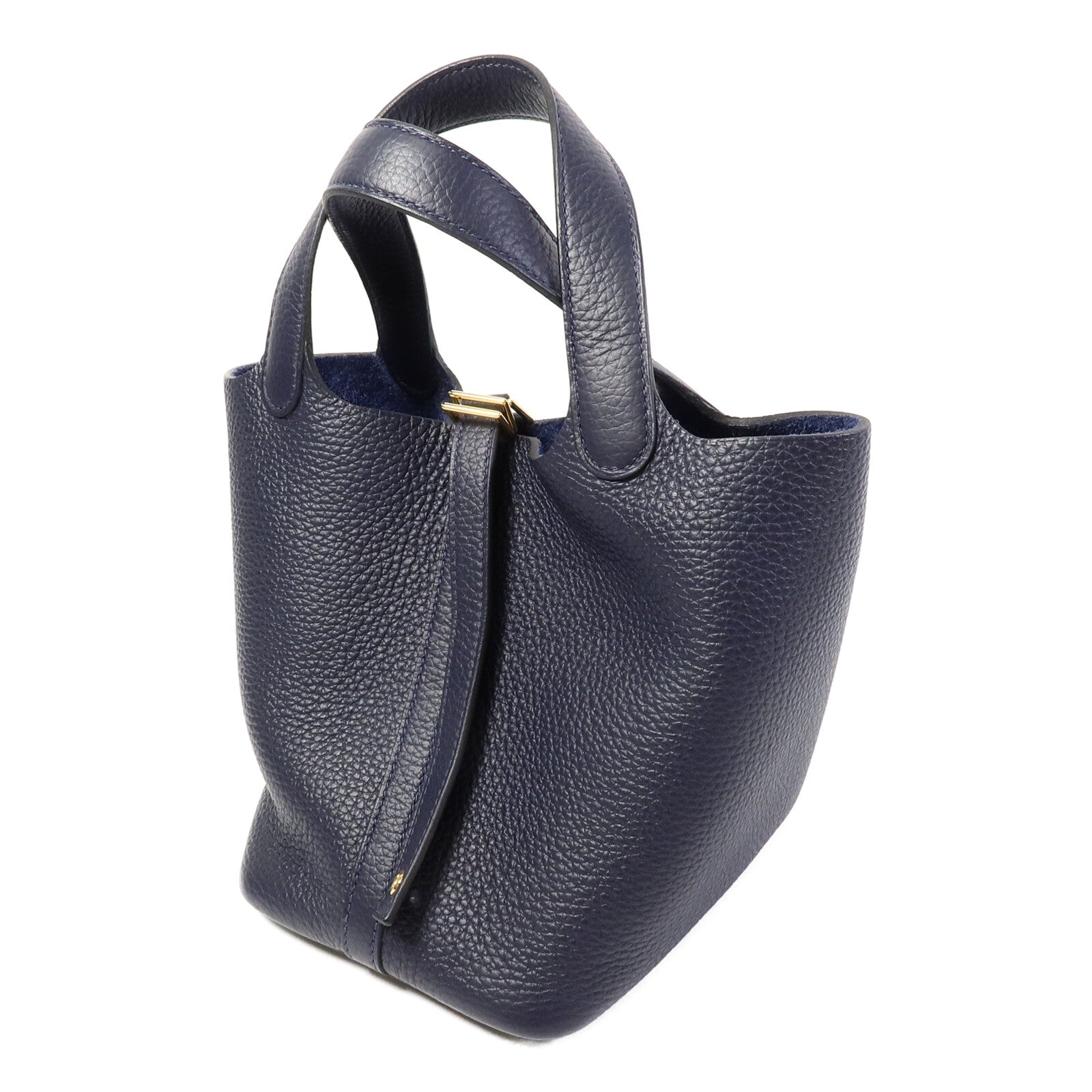 HERMES Clemence皮革Picotin PM手挽袋Bleu Nuit