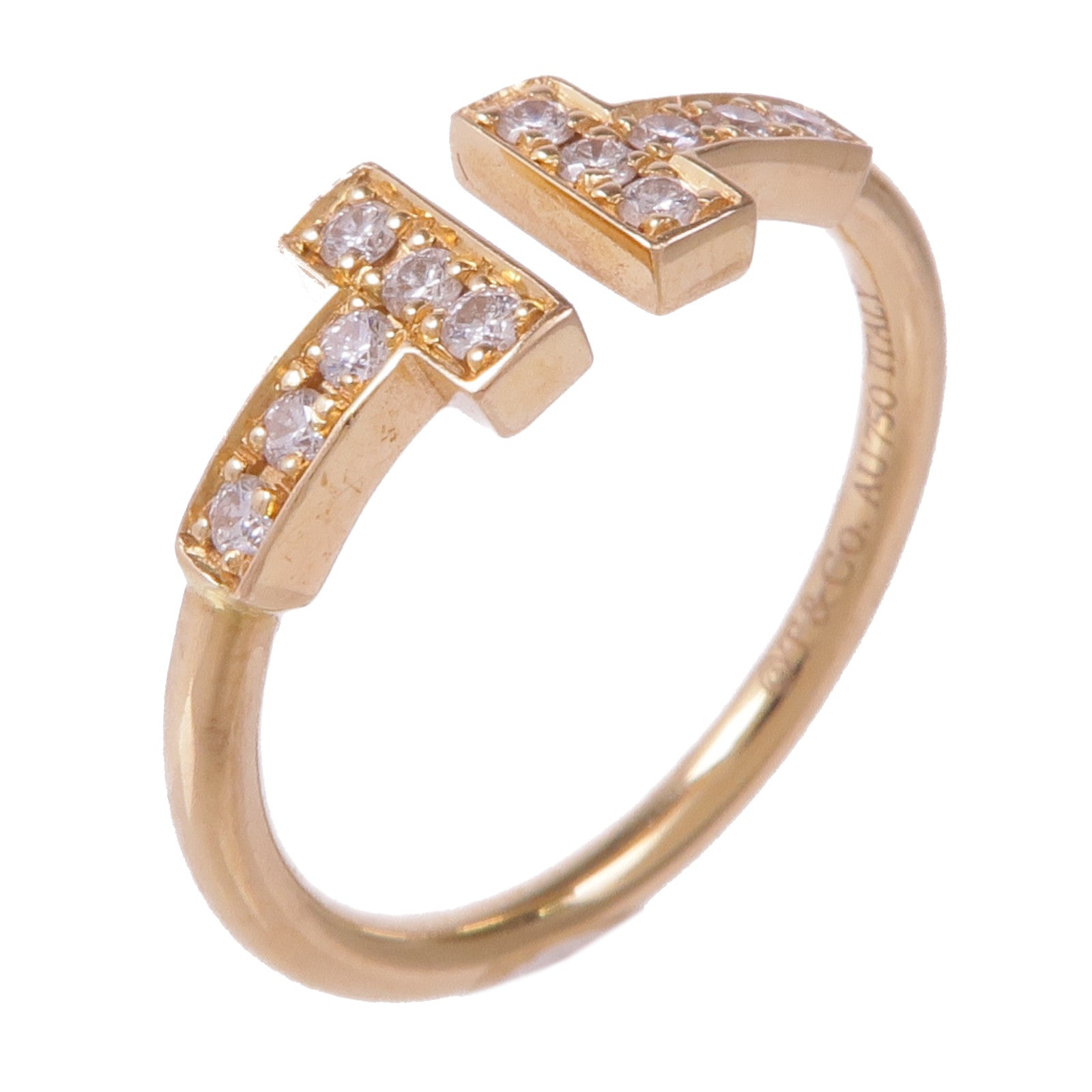 TIFFANY＆CO 18K玫瑰金T Diamond Wire Ring鑽石戒指US#5