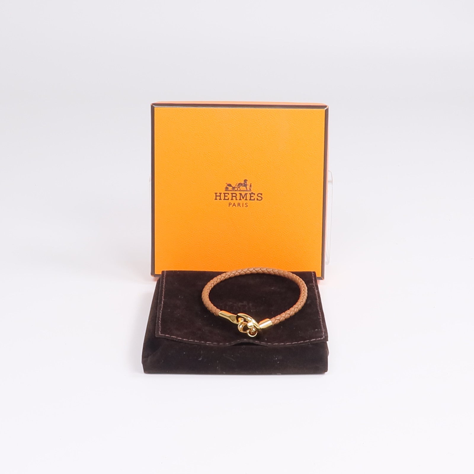 HERMES Swift皮革Glenan H Trio Bracelet金扣手鏈Gold
