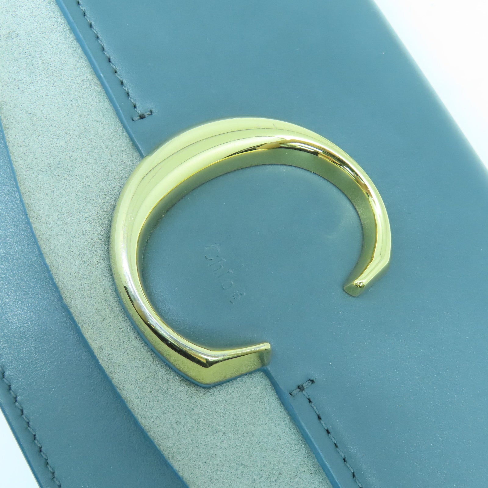 Chloe 【清倉大減價】牛皮皮革Shoulder Bag金扣肩背袋藍色