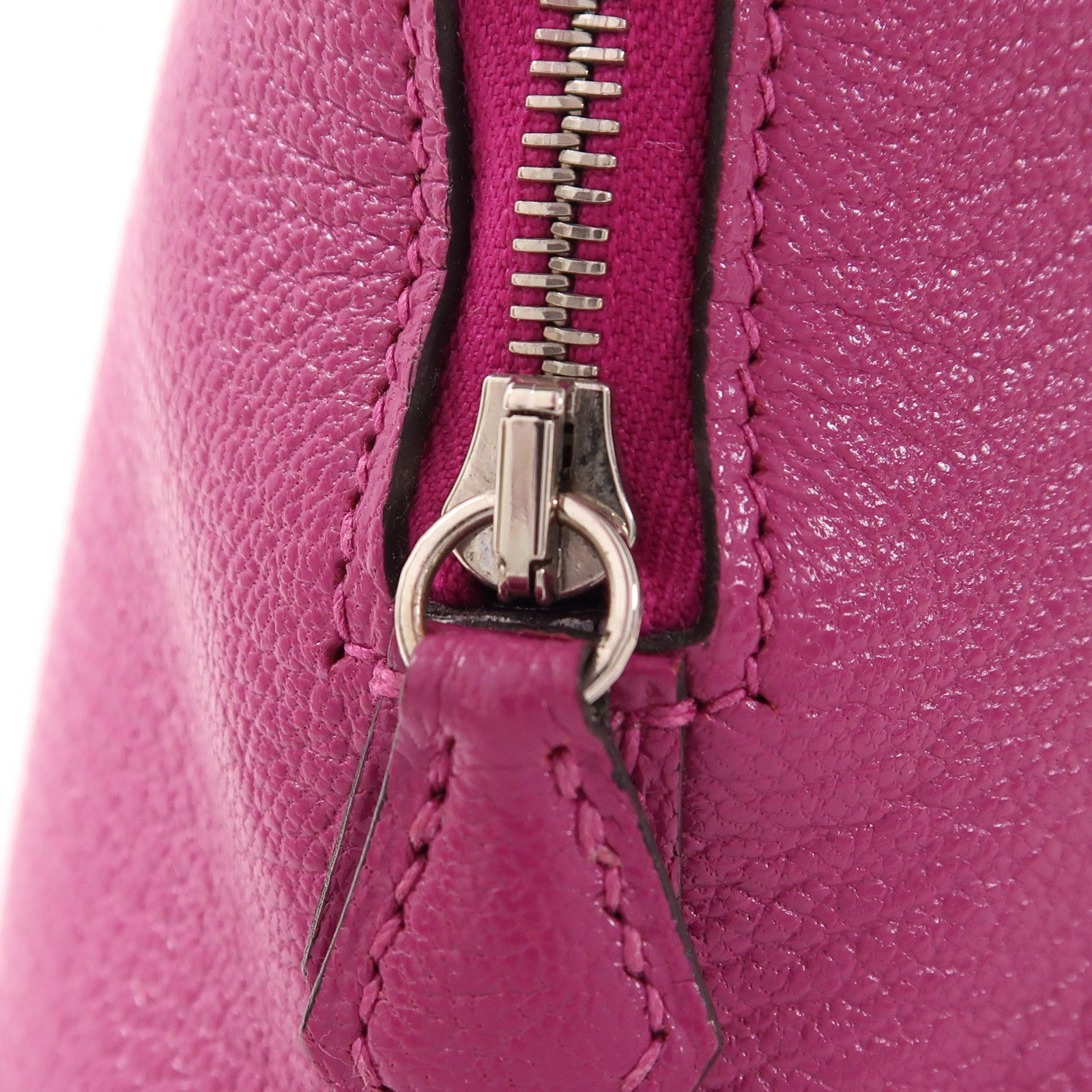 HERMES Chevre皮革Mini Bolide銀扣手挽肩背兩用袋Rose Pourpre